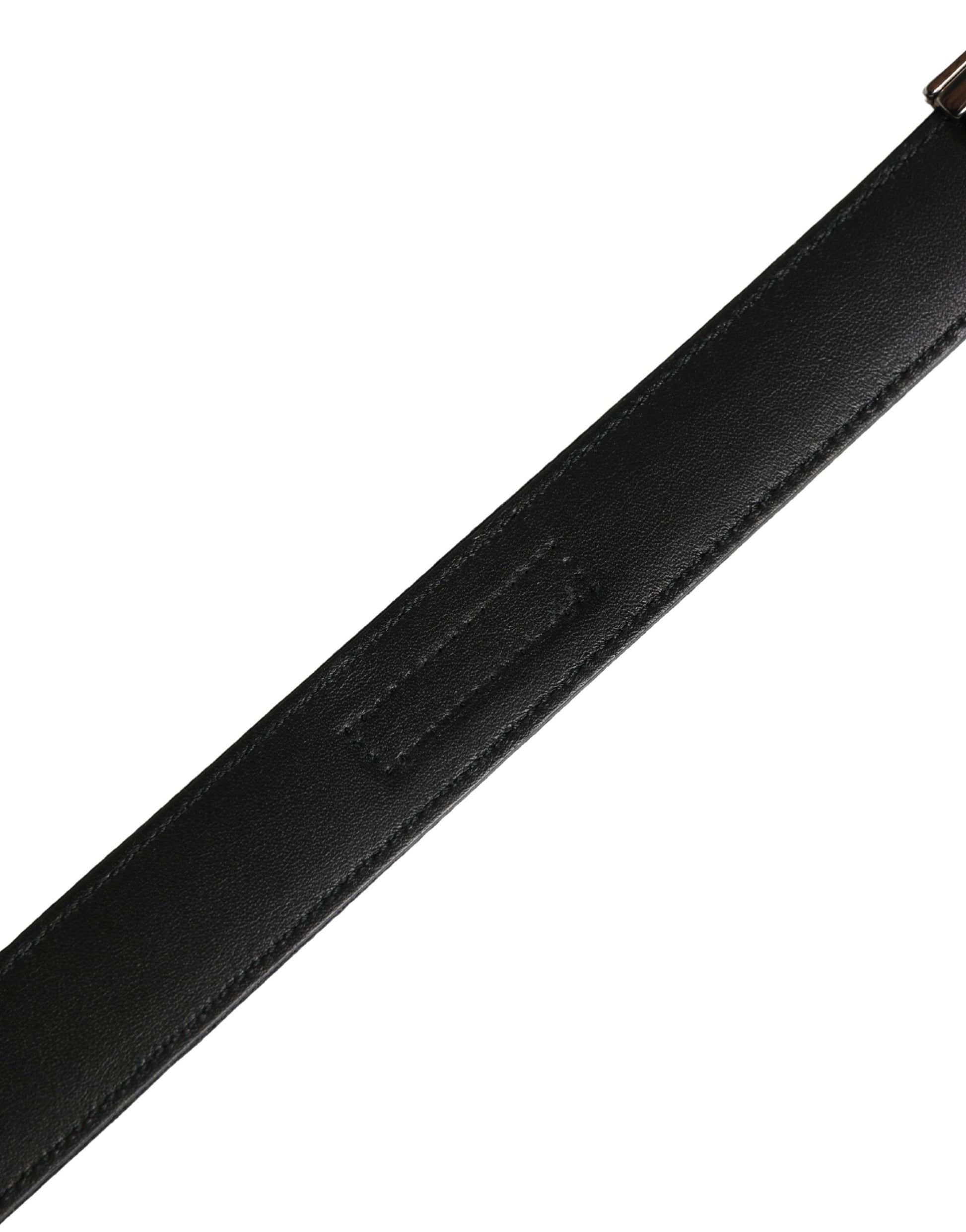Dolce & Gabbana Men Black Classic Viscose Metal Buckle Belt