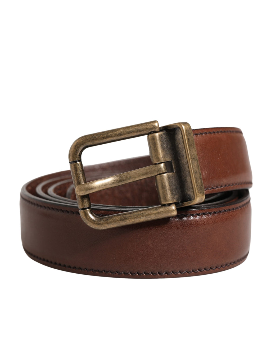 Dolce & Gabbana Ceinture Homme Classique en Cuir Marron à Boucle Métallique