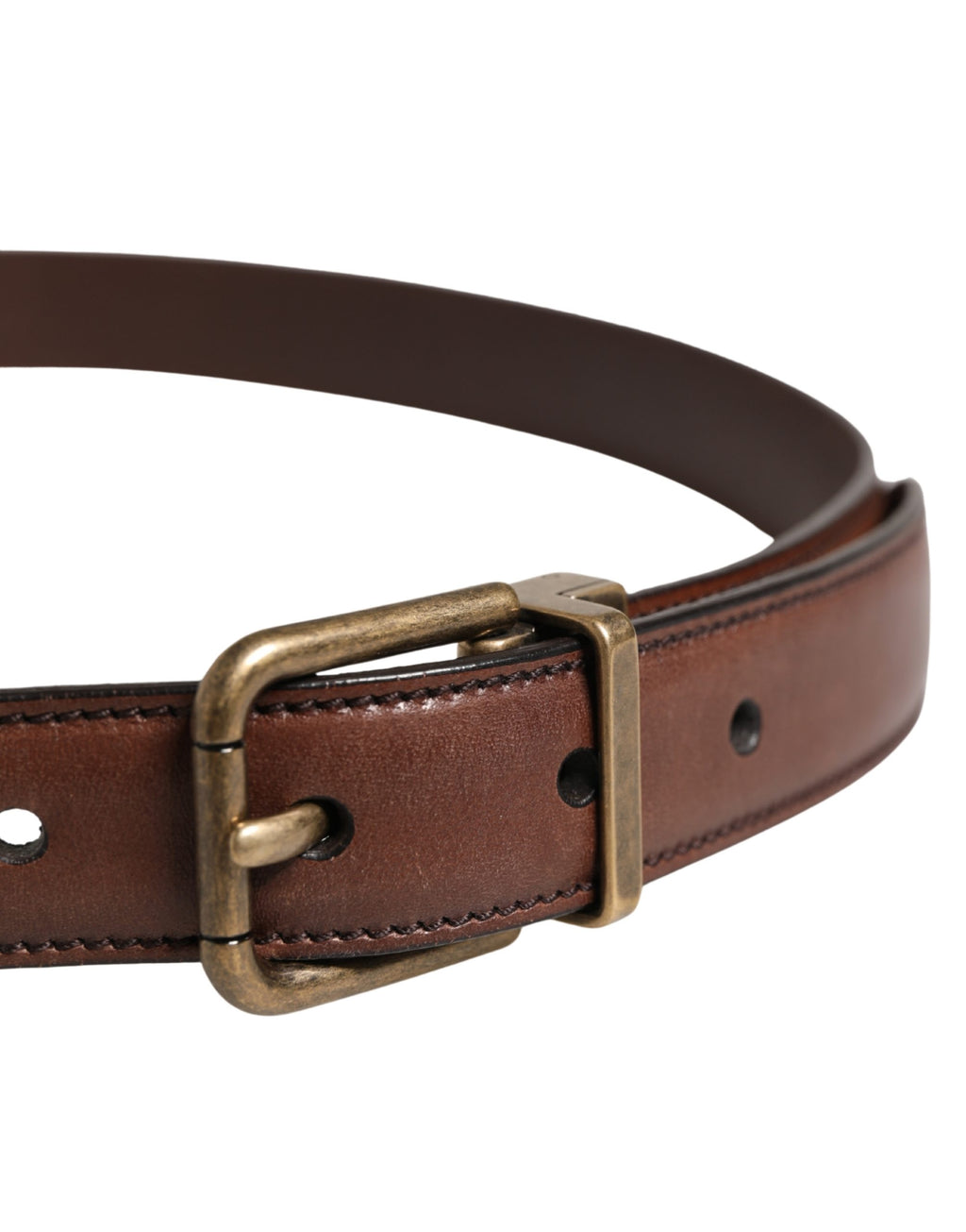 Dolce & Gabbana Ceinture Homme Classique en Cuir Marron à Boucle Métallique