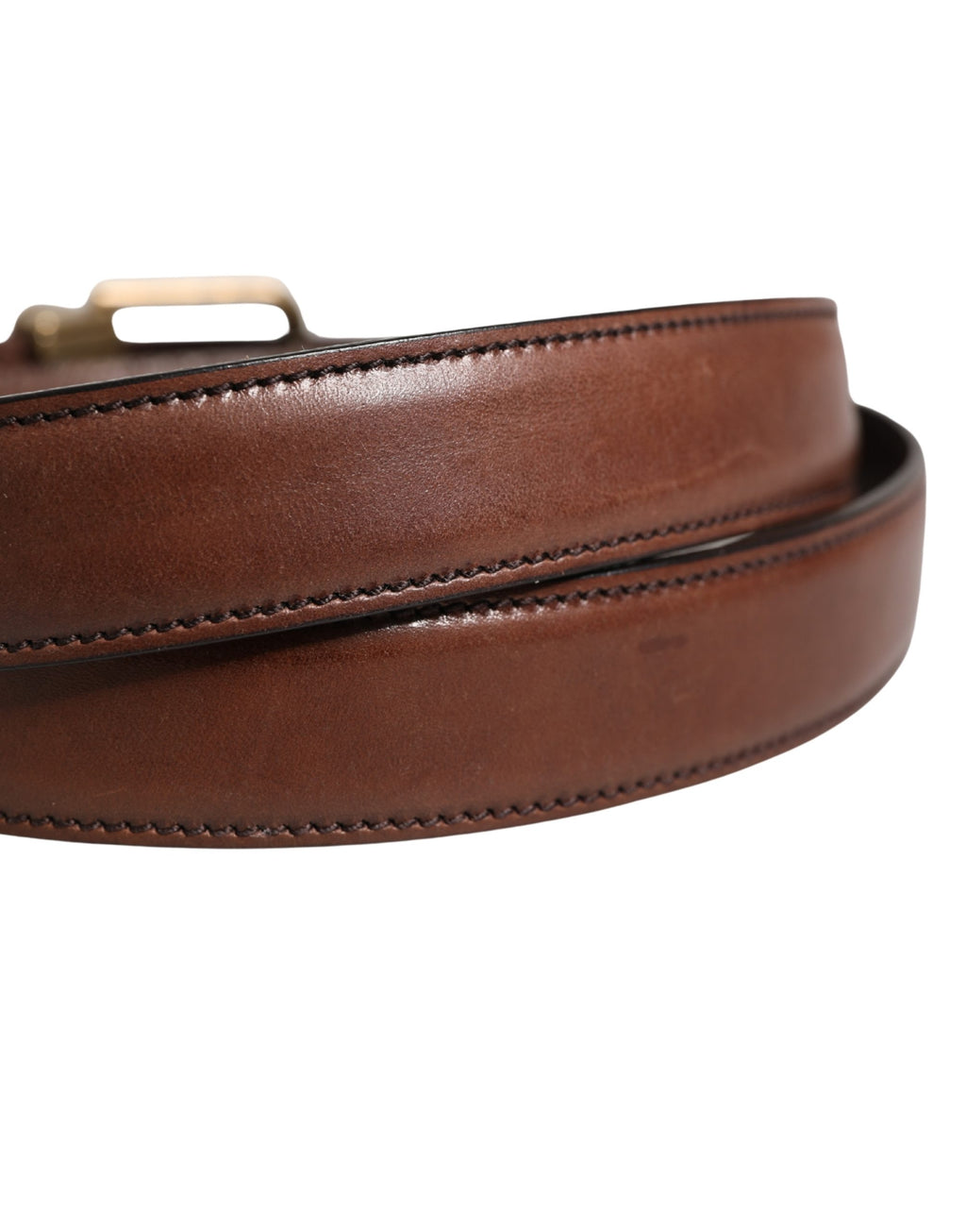 Dolce & Gabbana Ceinture Homme Classique en Cuir Marron à Boucle Métallique