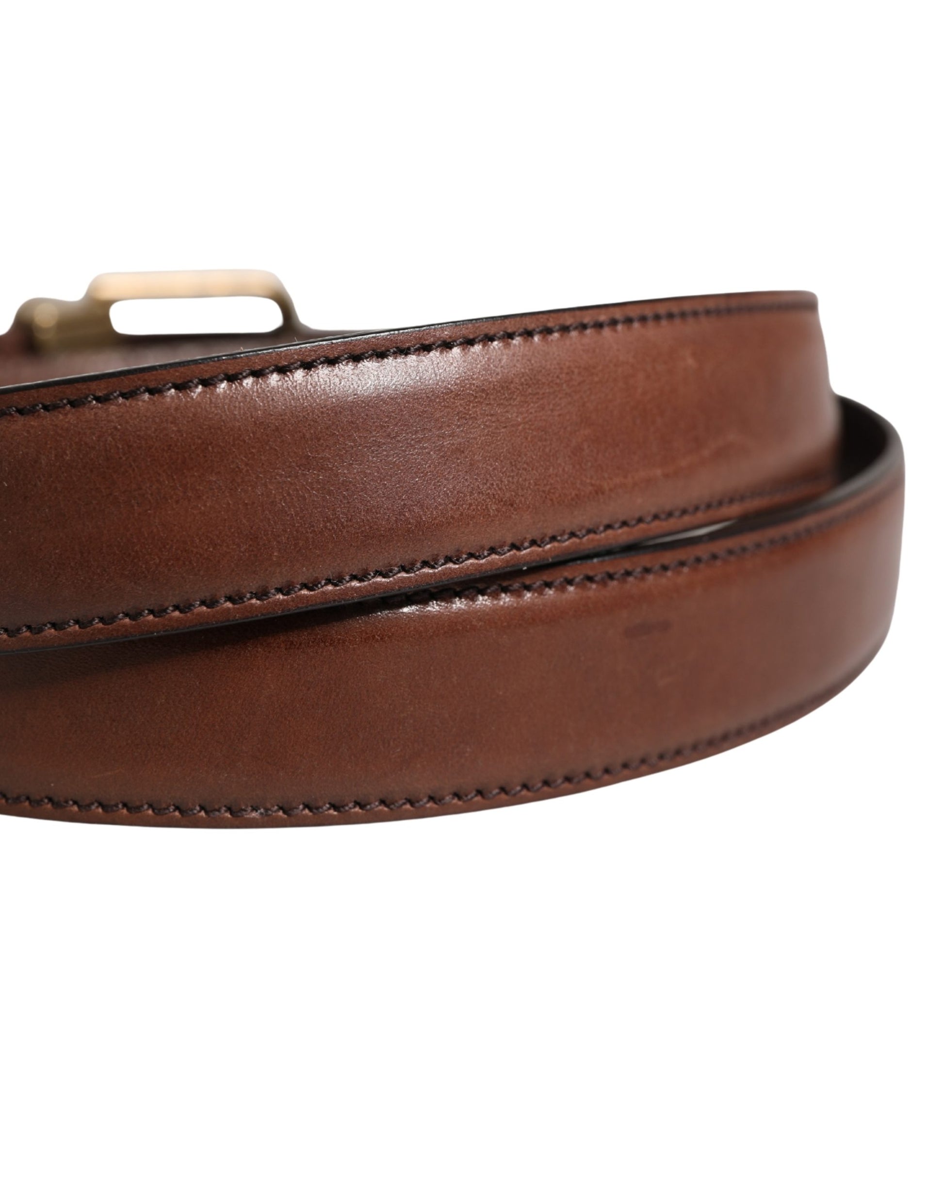 Dolce & Gabbana Ceinture Homme Classique en Cuir Marron à Boucle Métallique