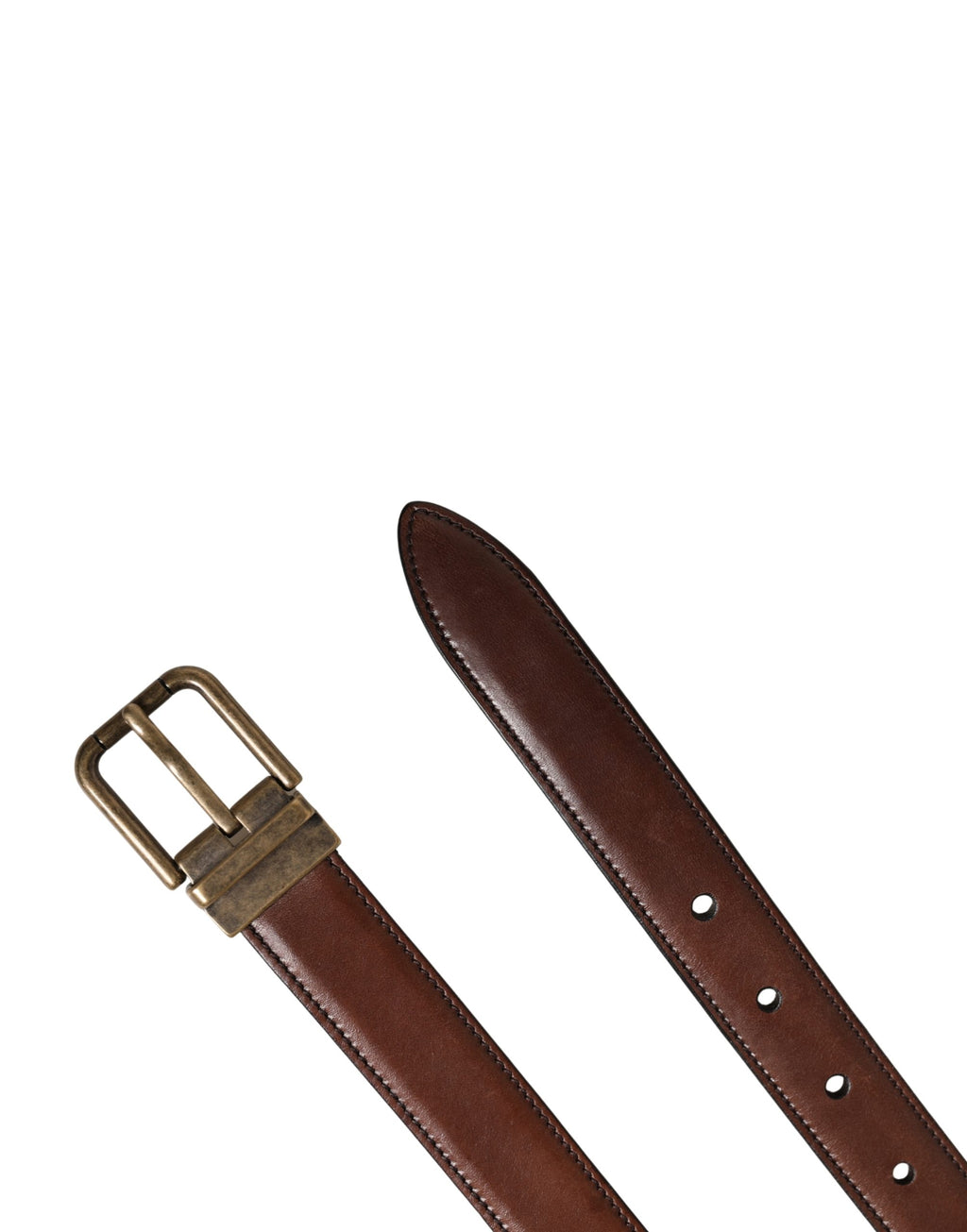 Dolce & Gabbana Ceinture Homme Classique en Cuir Marron à Boucle Métallique