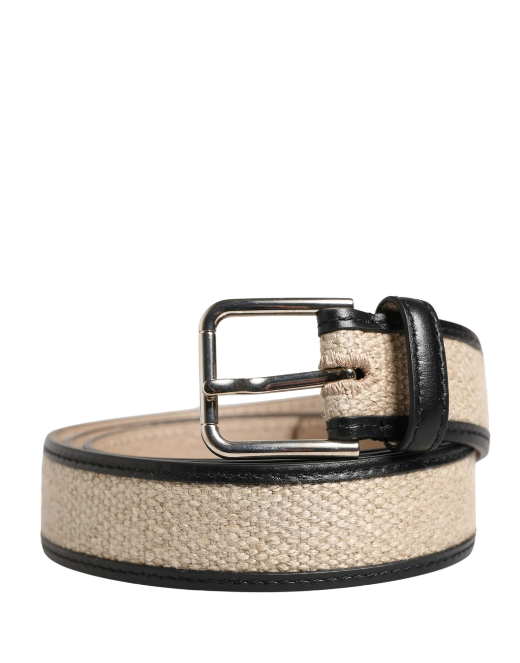Ceinture Dolce & Gabbana Homme en Cuir Tressé Beige avec Boucle en Métal