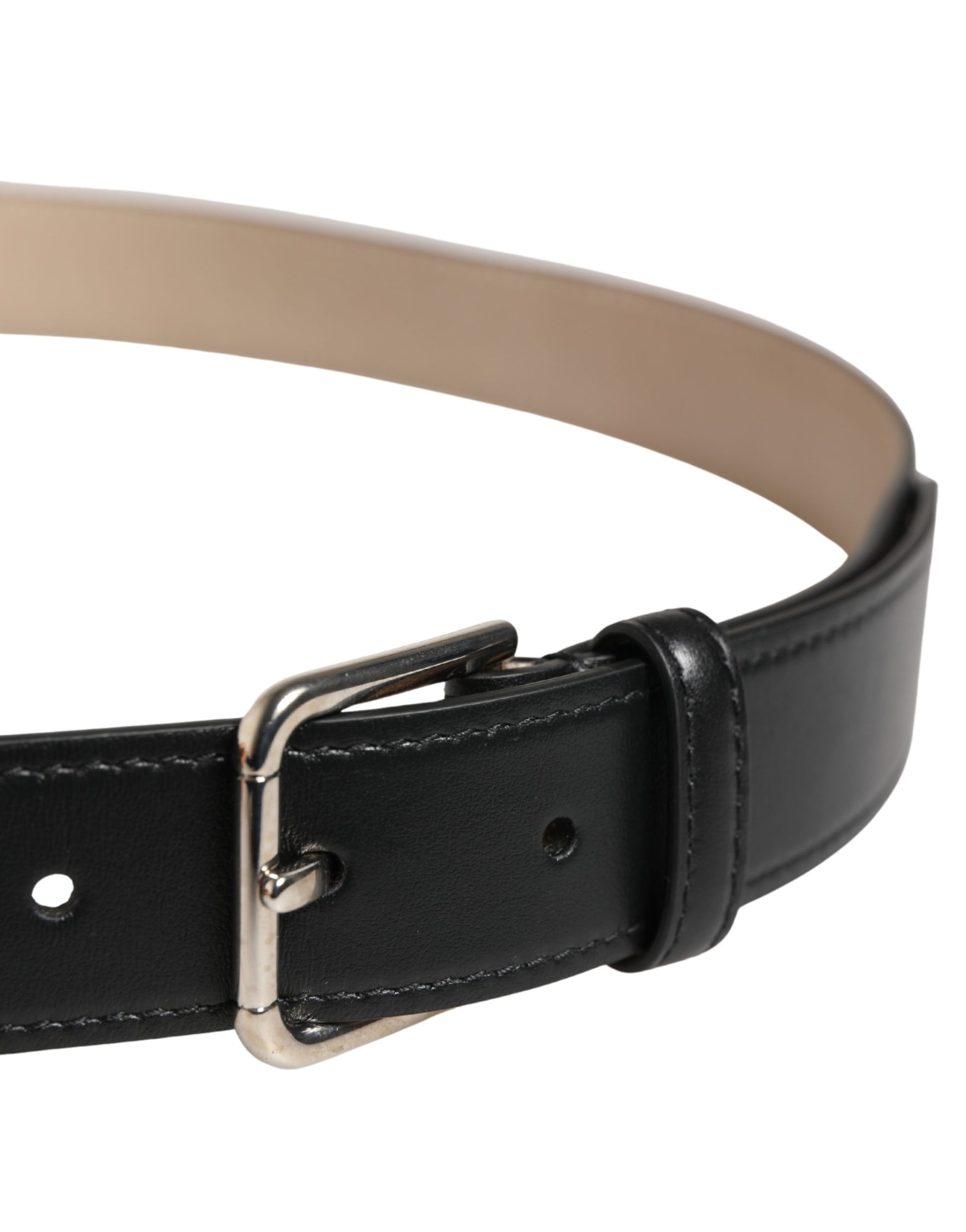Ceinture Dolce & Gabbana Homme en Cuir Tressé Beige avec Boucle en Métal