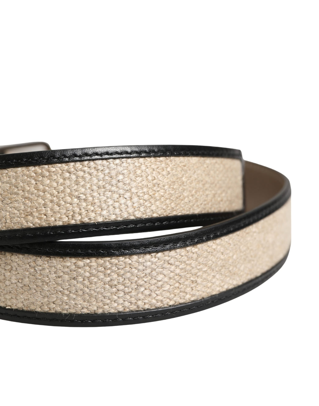 Ceinture Dolce & Gabbana Homme en Cuir Tressé Beige avec Boucle en Métal