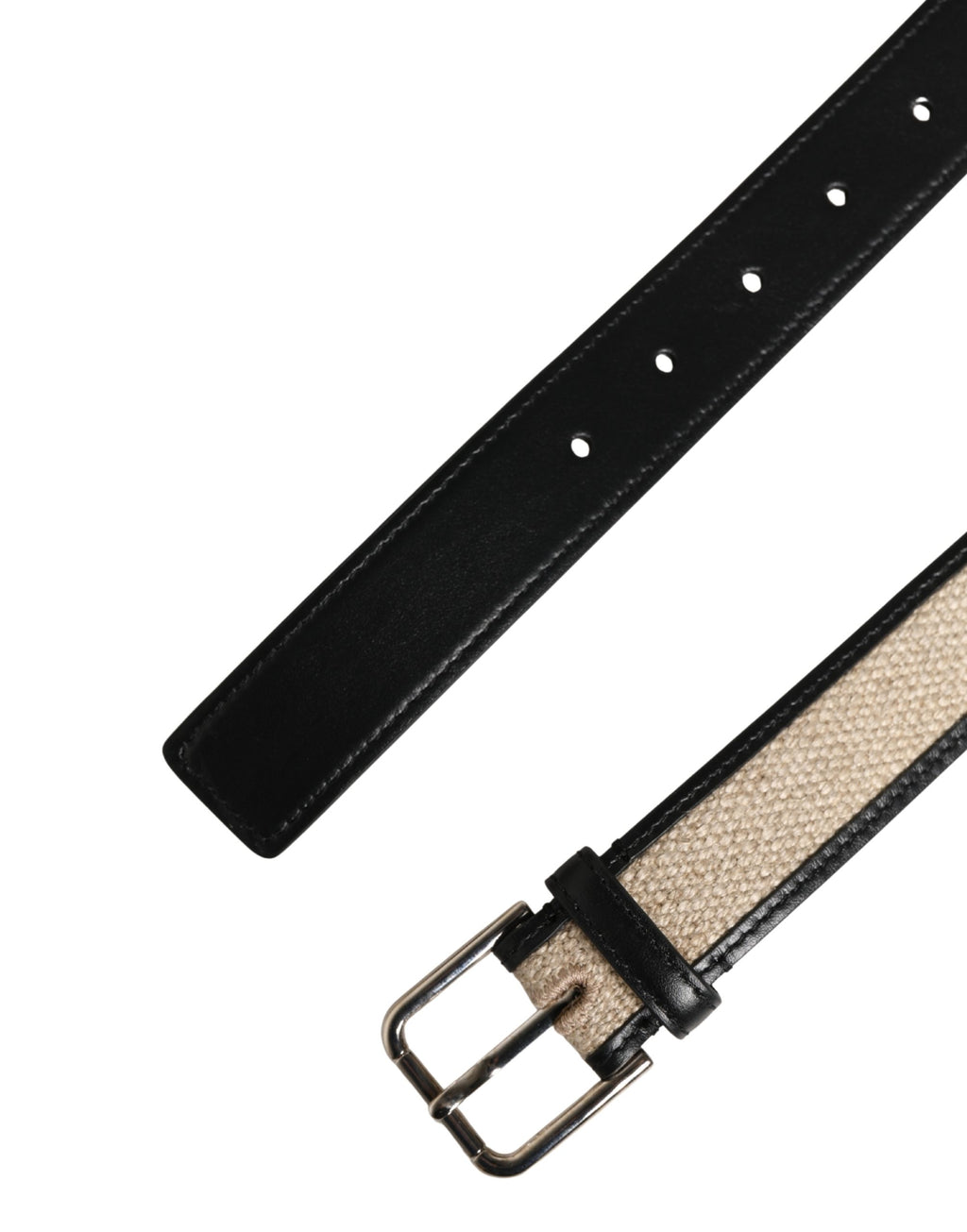 Ceinture Dolce & Gabbana Homme en Cuir Tressé Beige avec Boucle en Métal