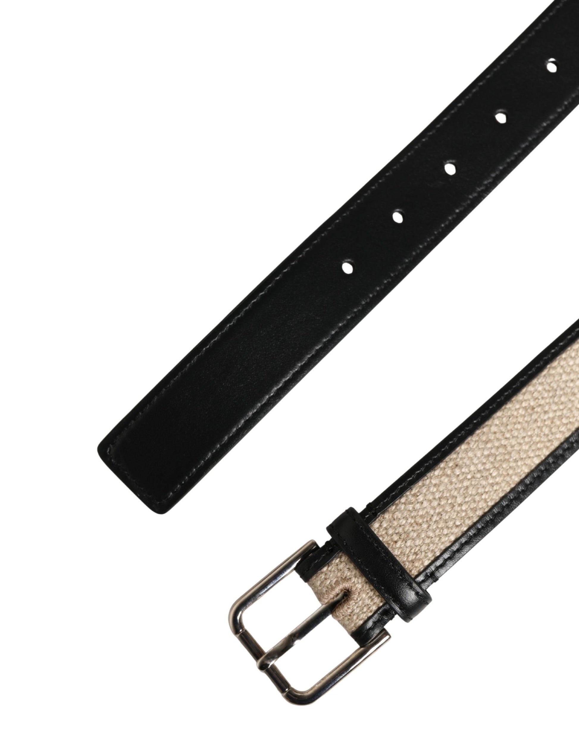 Ceinture Dolce & Gabbana Homme en Cuir Tressé Beige avec Boucle en Métal
