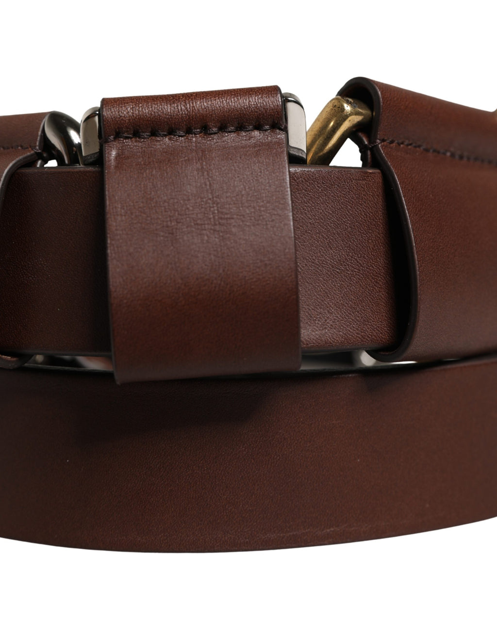 Dolce & Gabbana Ceinture Homme Classique en Cuir Marron à Boucle Métallique