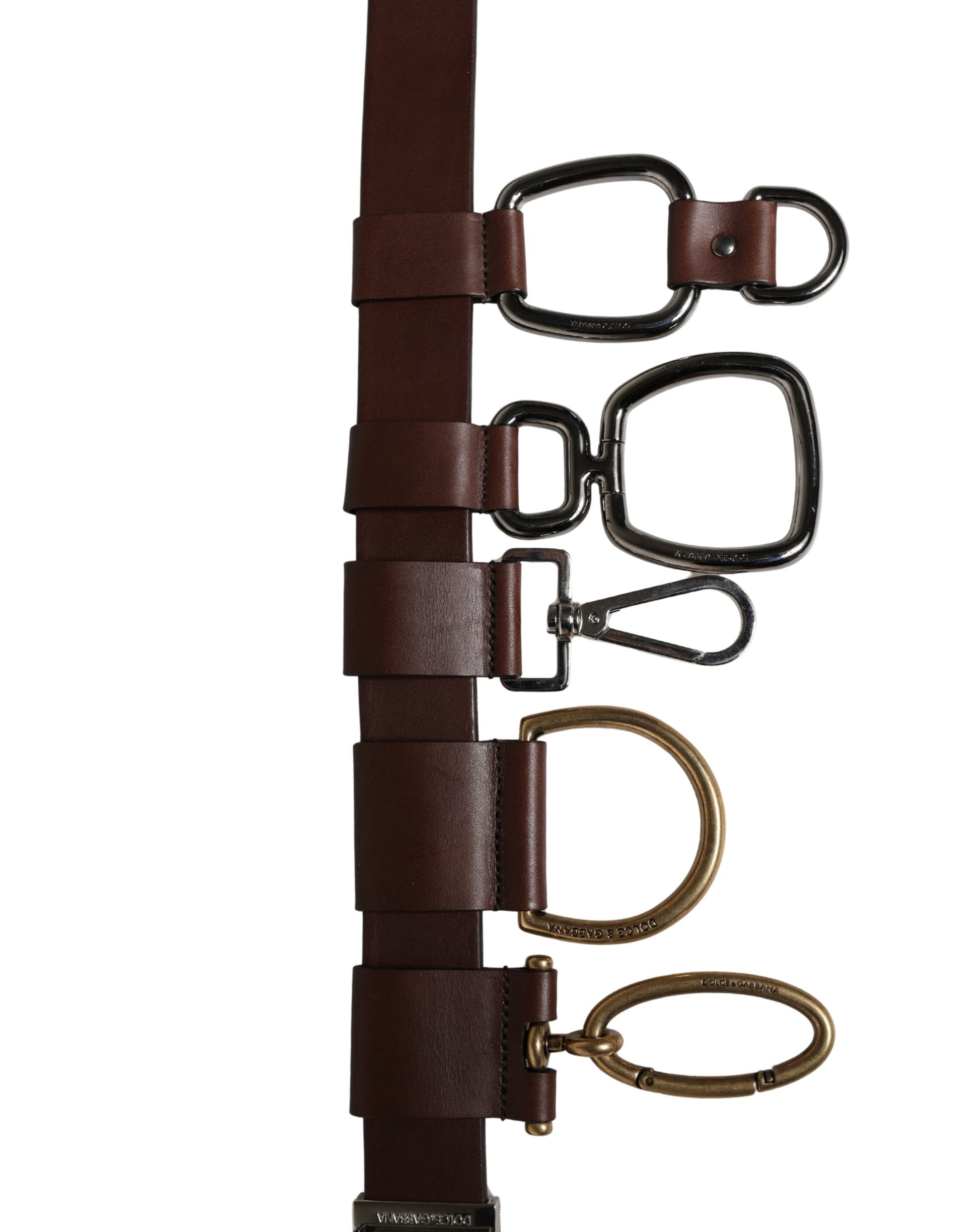 Dolce & Gabbana Ceinture Homme Classique en Cuir Marron à Boucle Métallique
