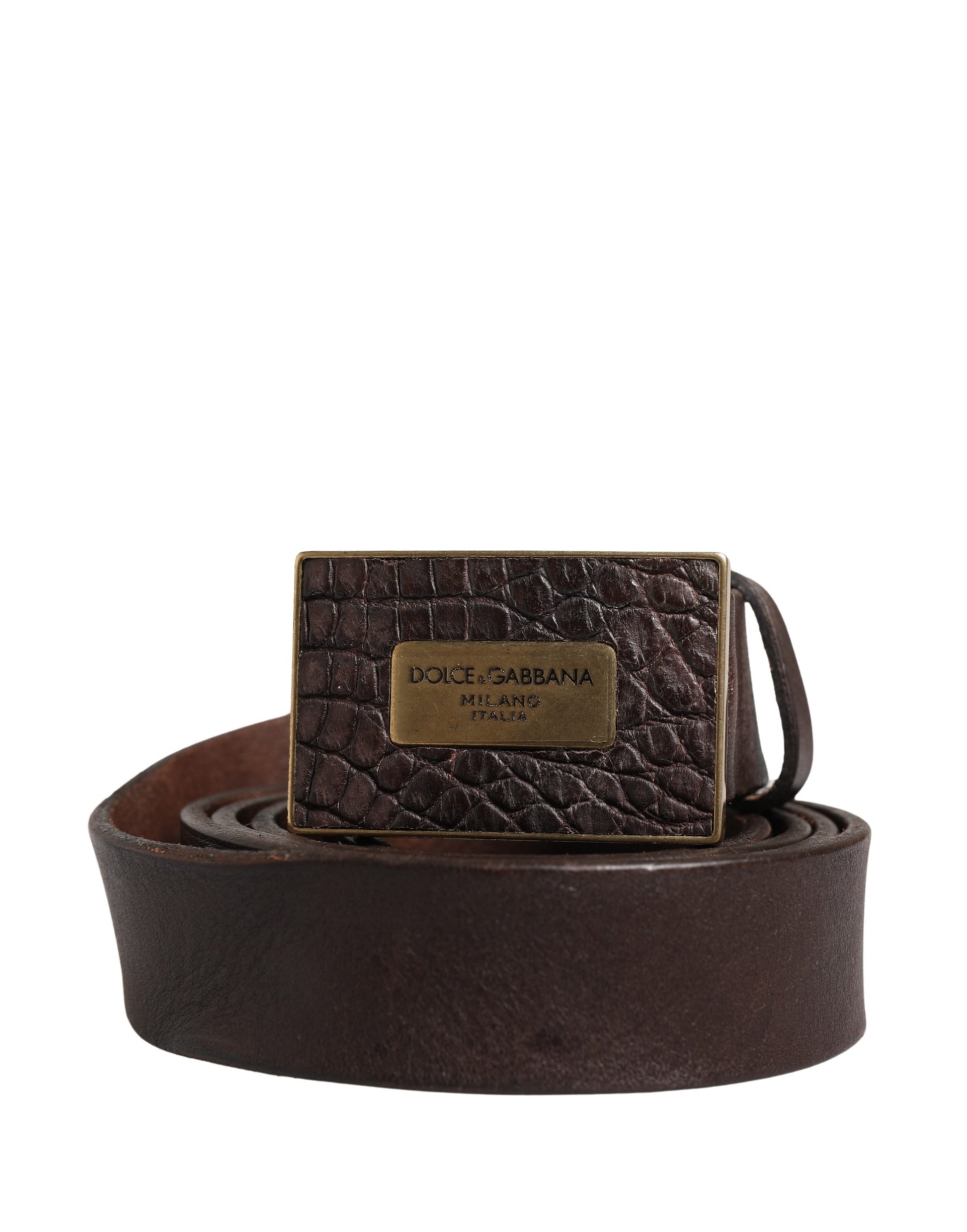 Ceinture Dolce & Gabbana pour homme en cuir de veau marron avec boucle logo en métal