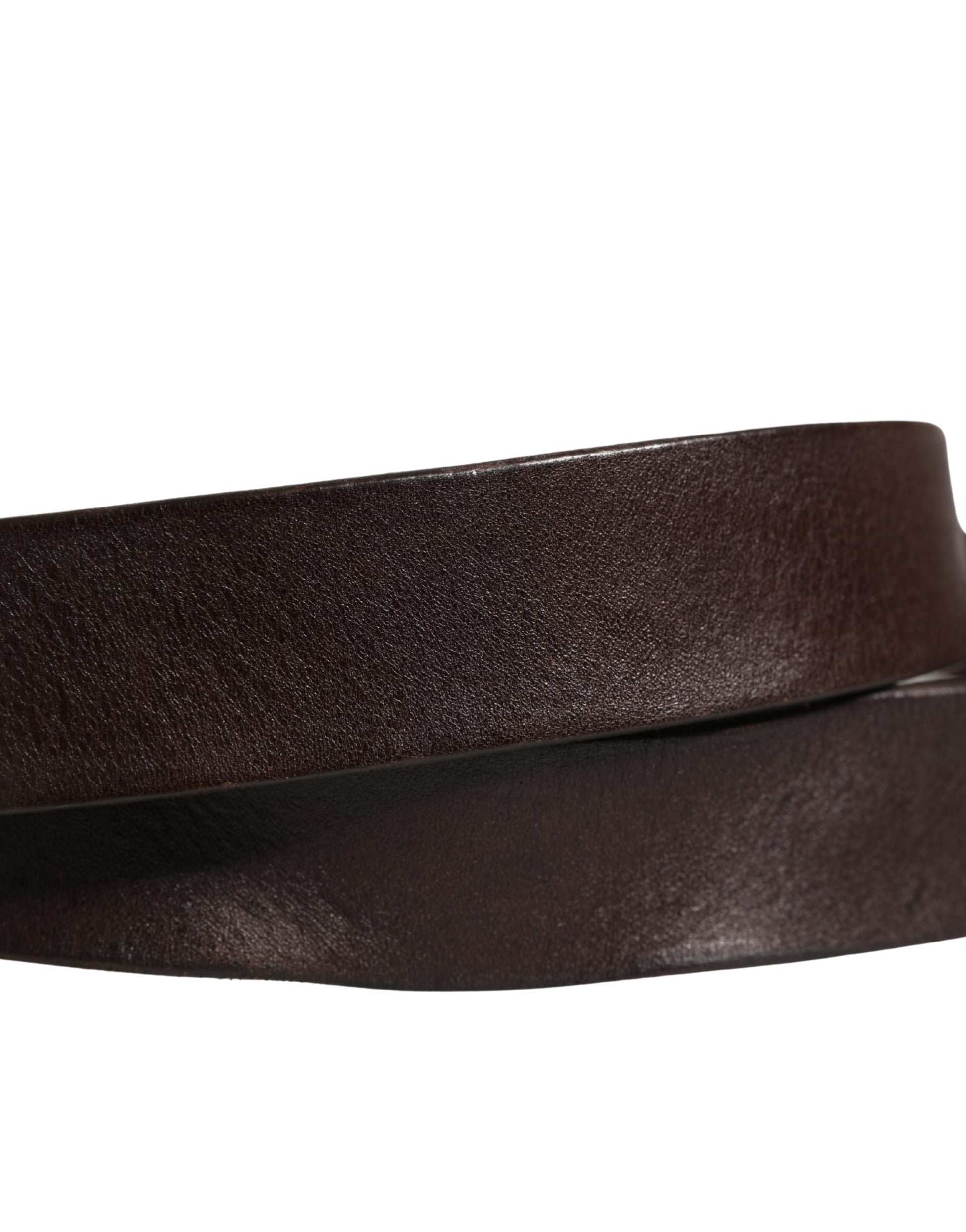 Ceinture Dolce & Gabbana pour homme en cuir de veau marron avec boucle logo en métal