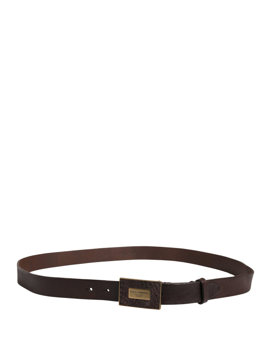 Ceinture Dolce & Gabbana pour homme en cuir de veau marron avec boucle logo en métal