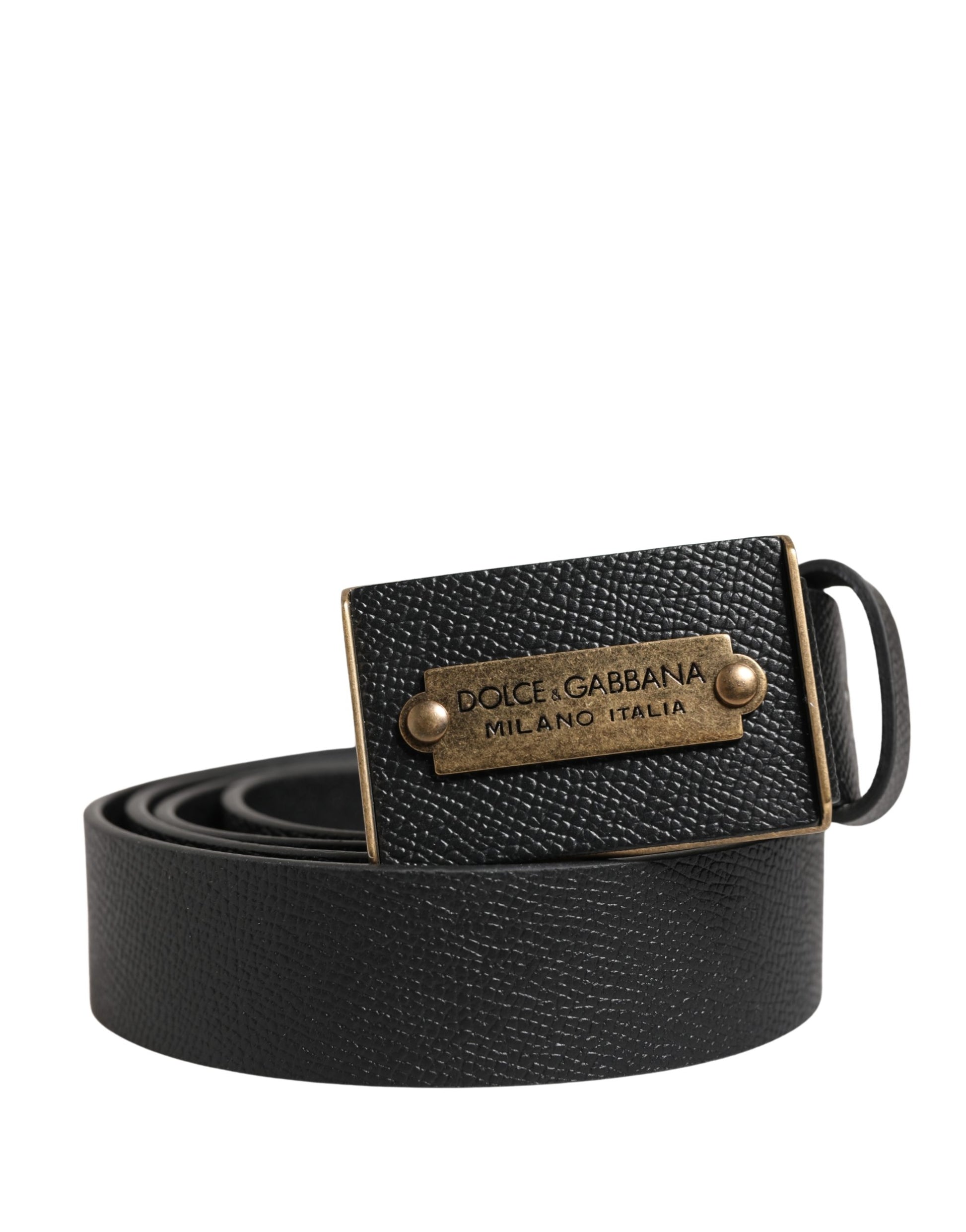Ceinture Dolce & Gabbana Homme en Cuir de Veau Noir avec Boucle en Métal