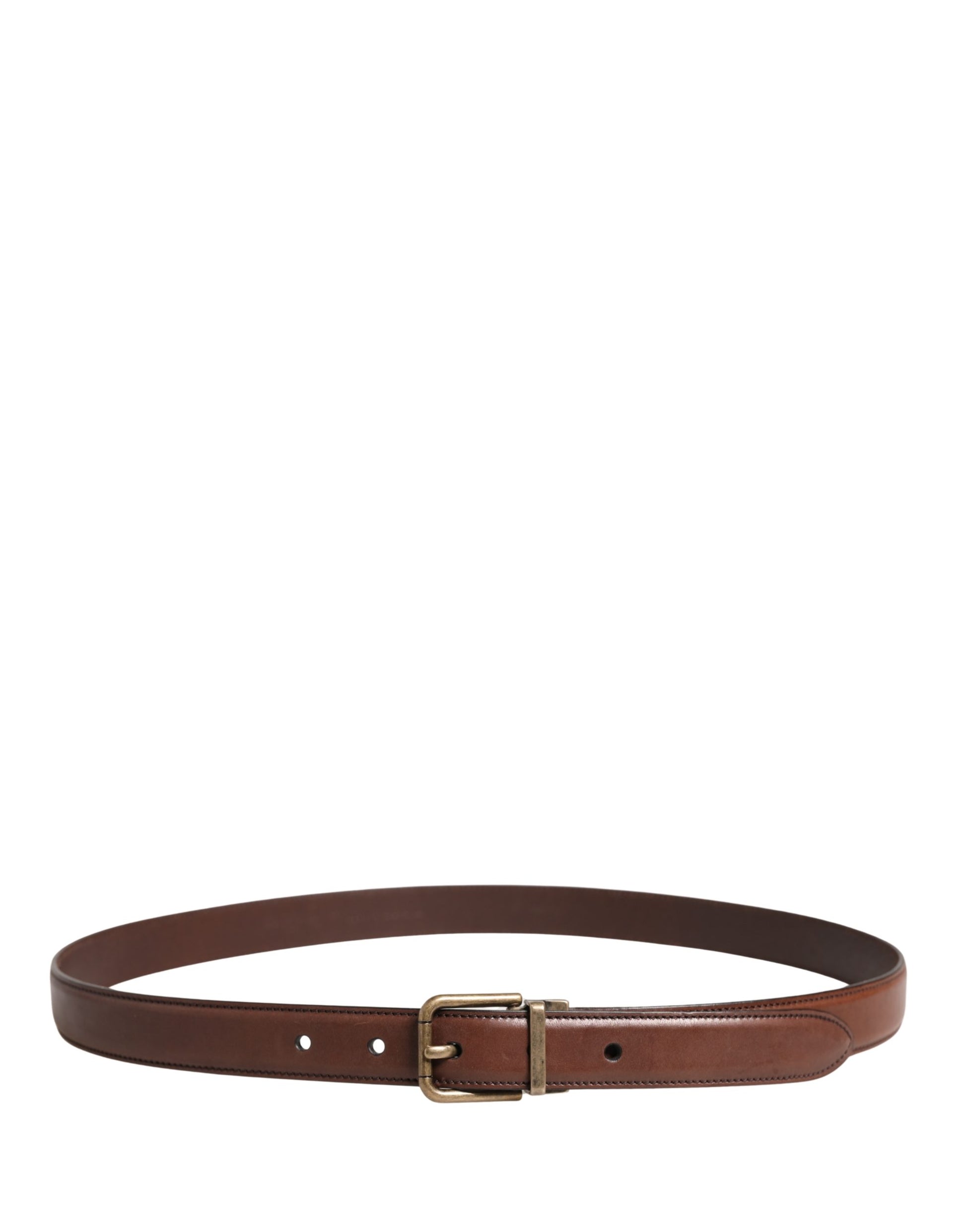 Dolce & Gabbana Ceinture Homme Classique en Cuir Marron à Boucle Métallique
