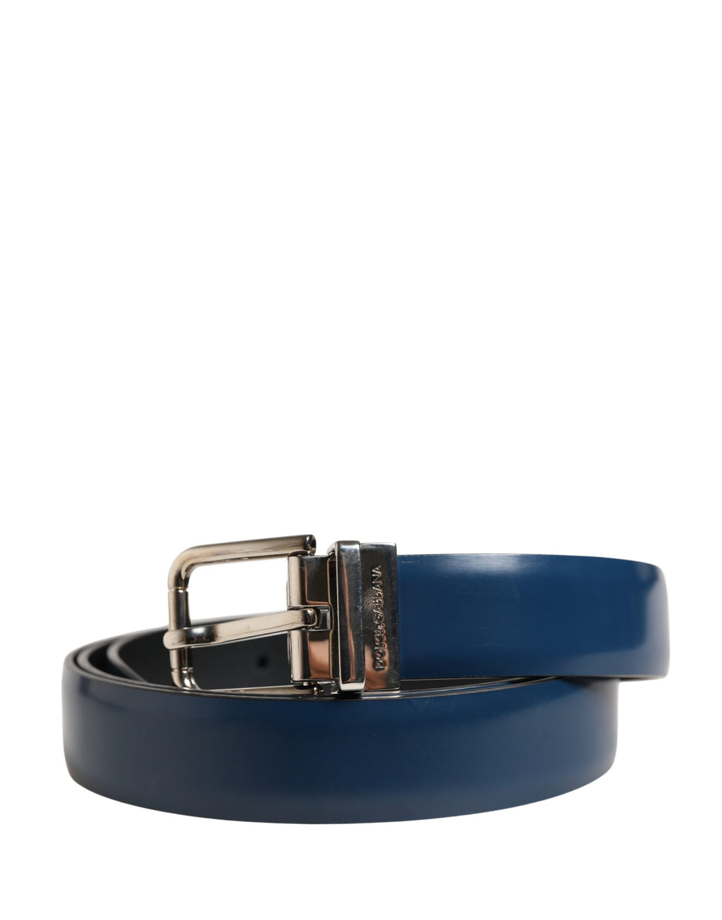 Ceinture classique en cuir bleu avec boucle en métal Dolce & Gabbana pour homme
