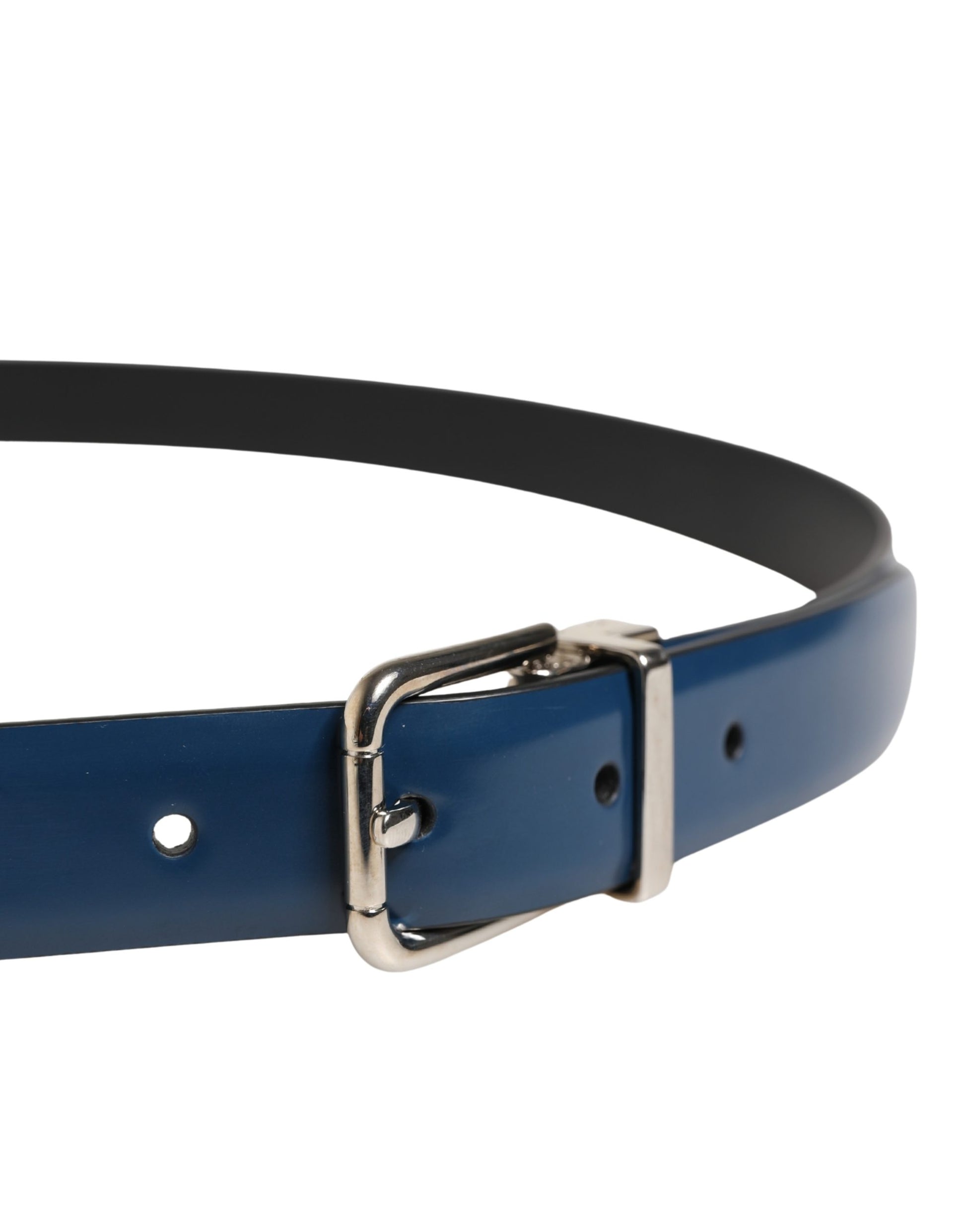Ceinture classique en cuir bleu avec boucle en métal Dolce & Gabbana pour homme