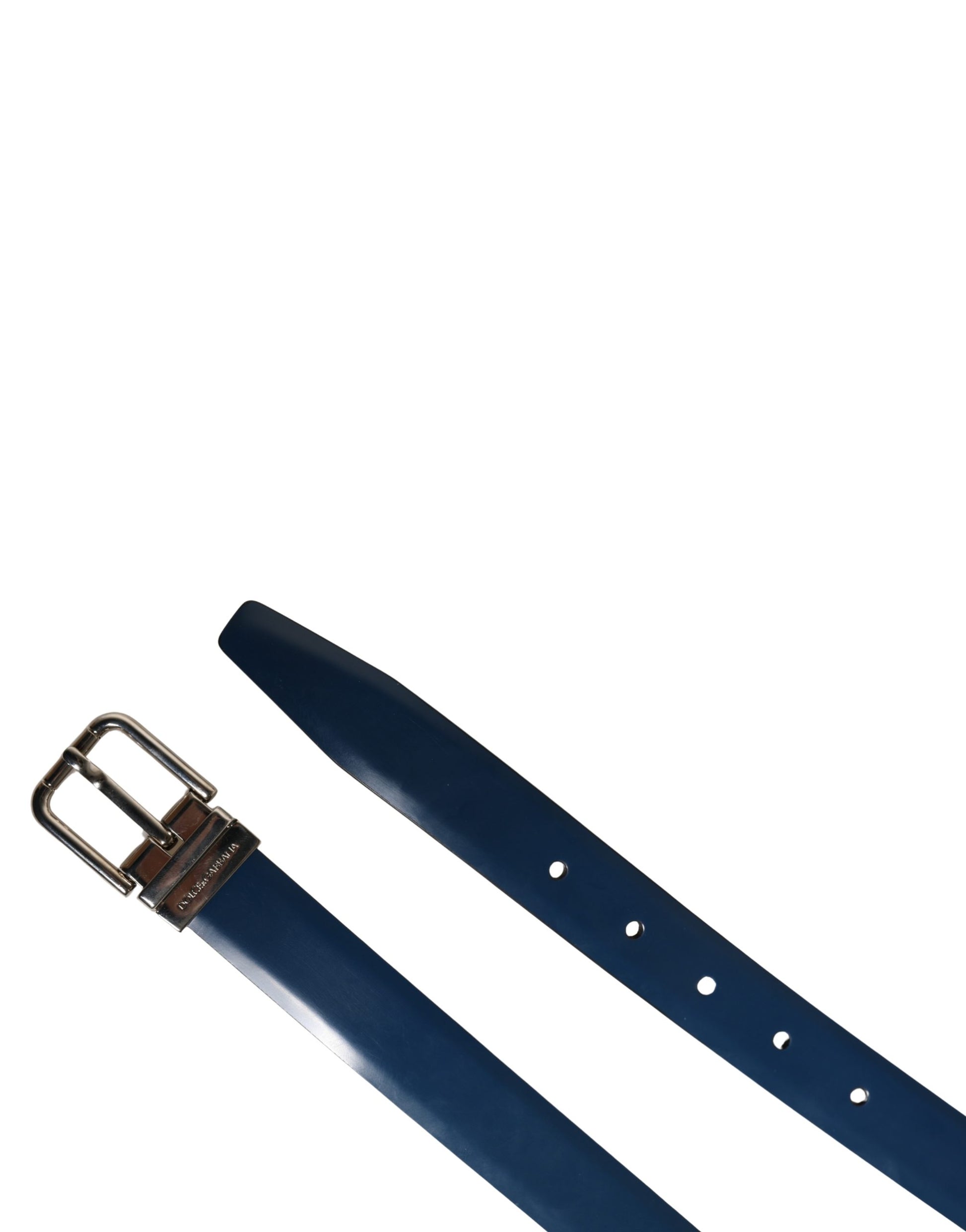 Ceinture classique en cuir bleu avec boucle en métal Dolce & Gabbana pour homme