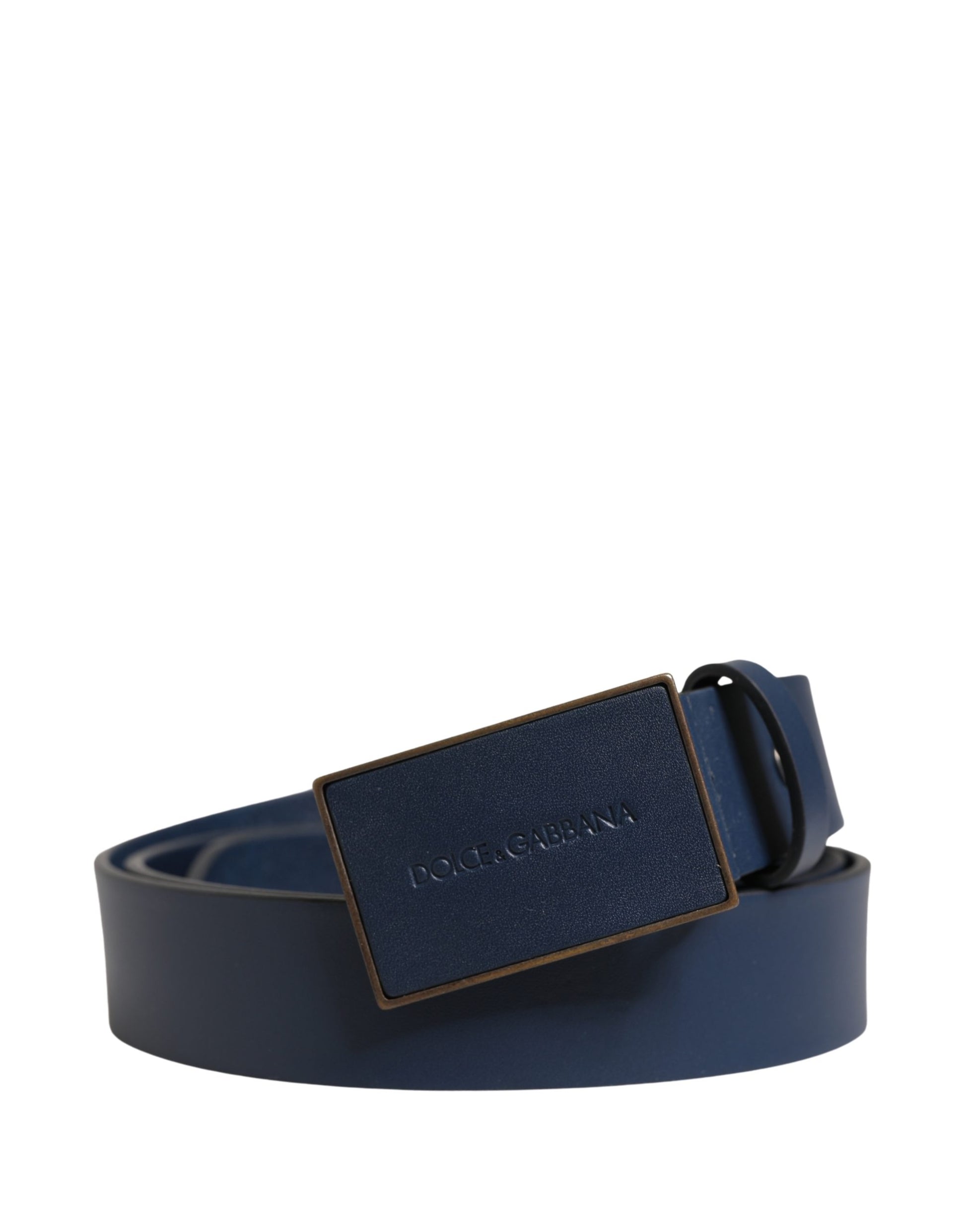 Ceinture Dolce & Gabbana Homme en cuir de veau bleu à boucle ardillon en métal ornée du logo