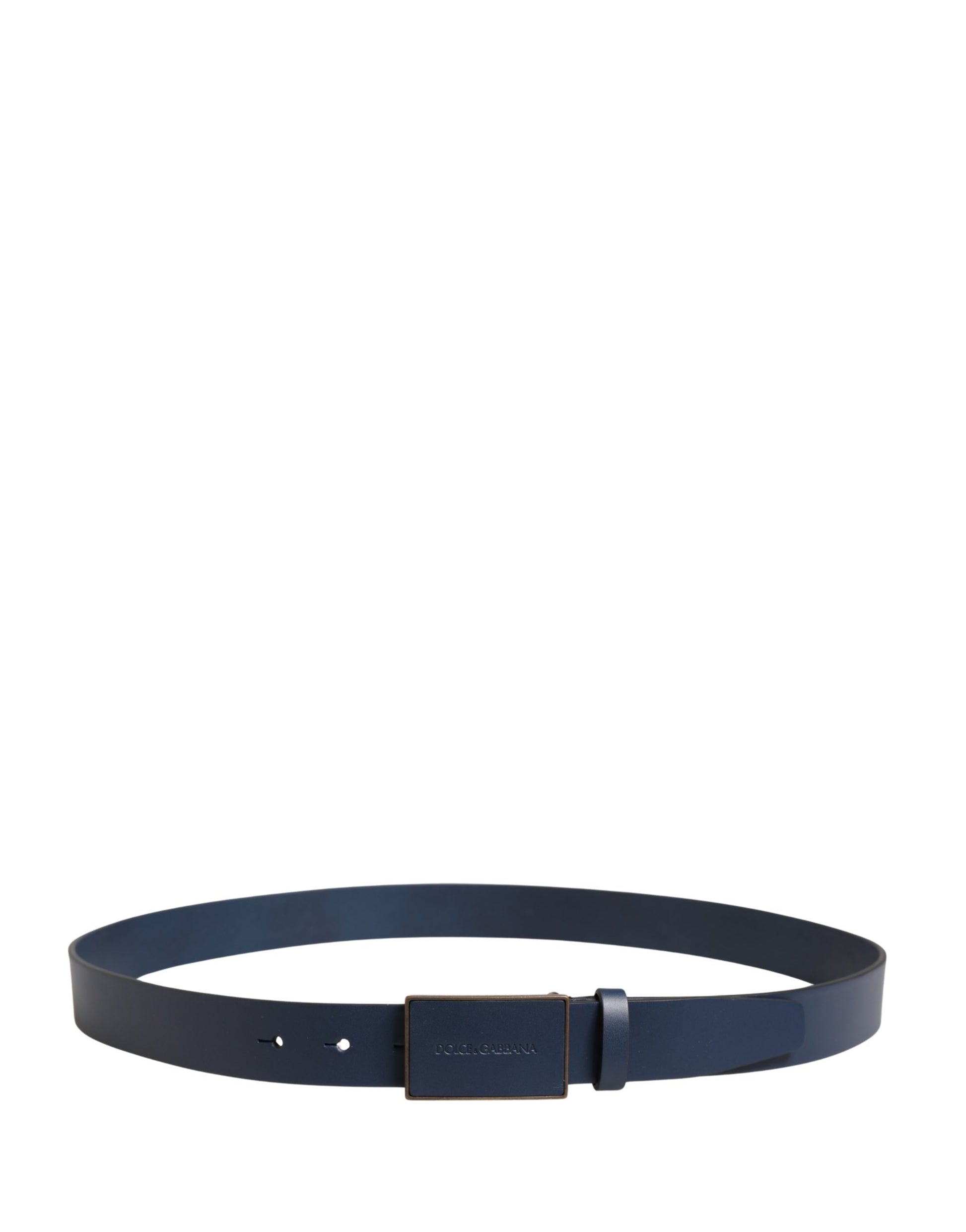 Ceinture Dolce & Gabbana Homme en cuir de veau bleu à boucle ardillon en métal ornée du logo