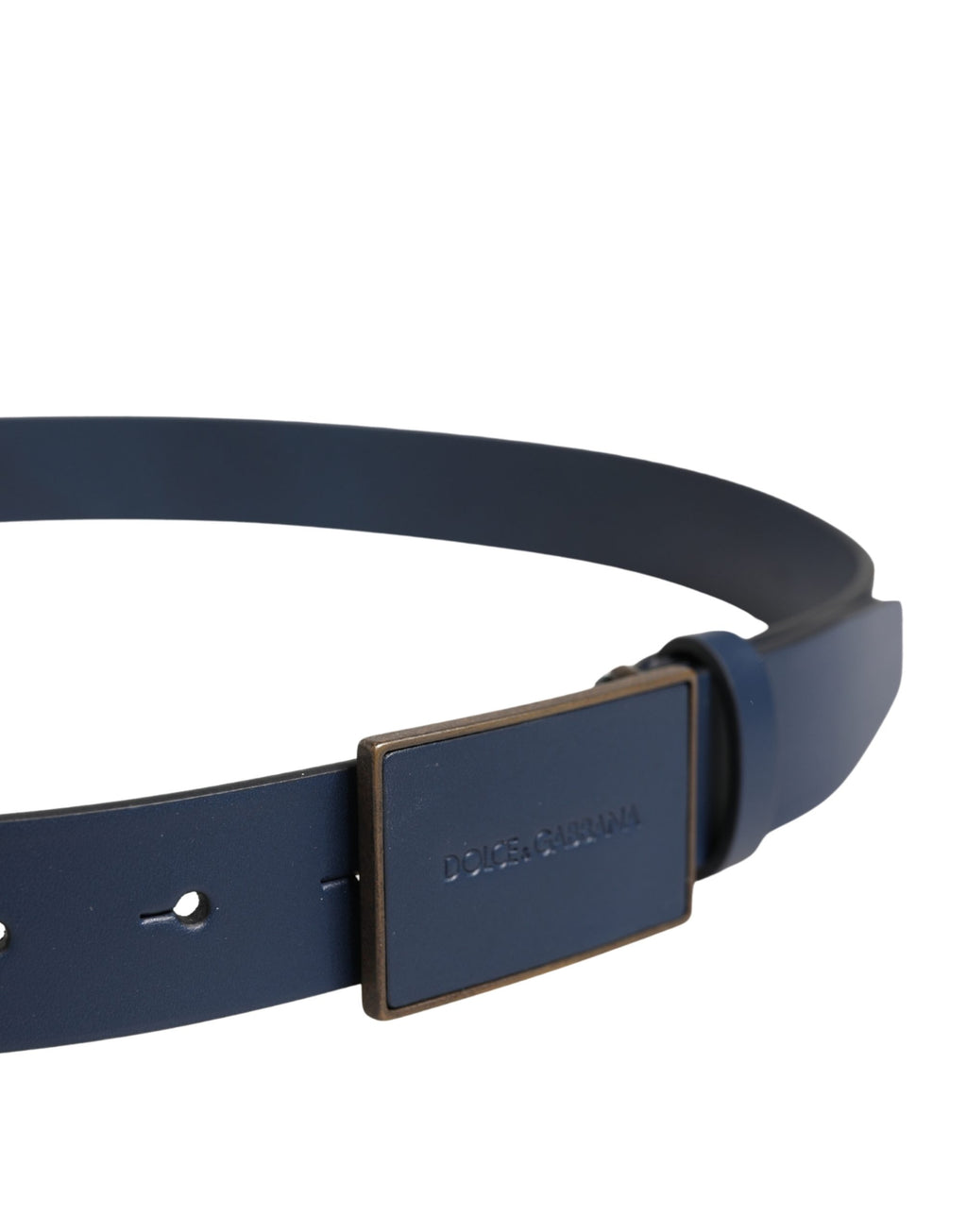 Ceinture Dolce & Gabbana Homme en cuir de veau bleu à boucle ardillon en métal ornée du logo