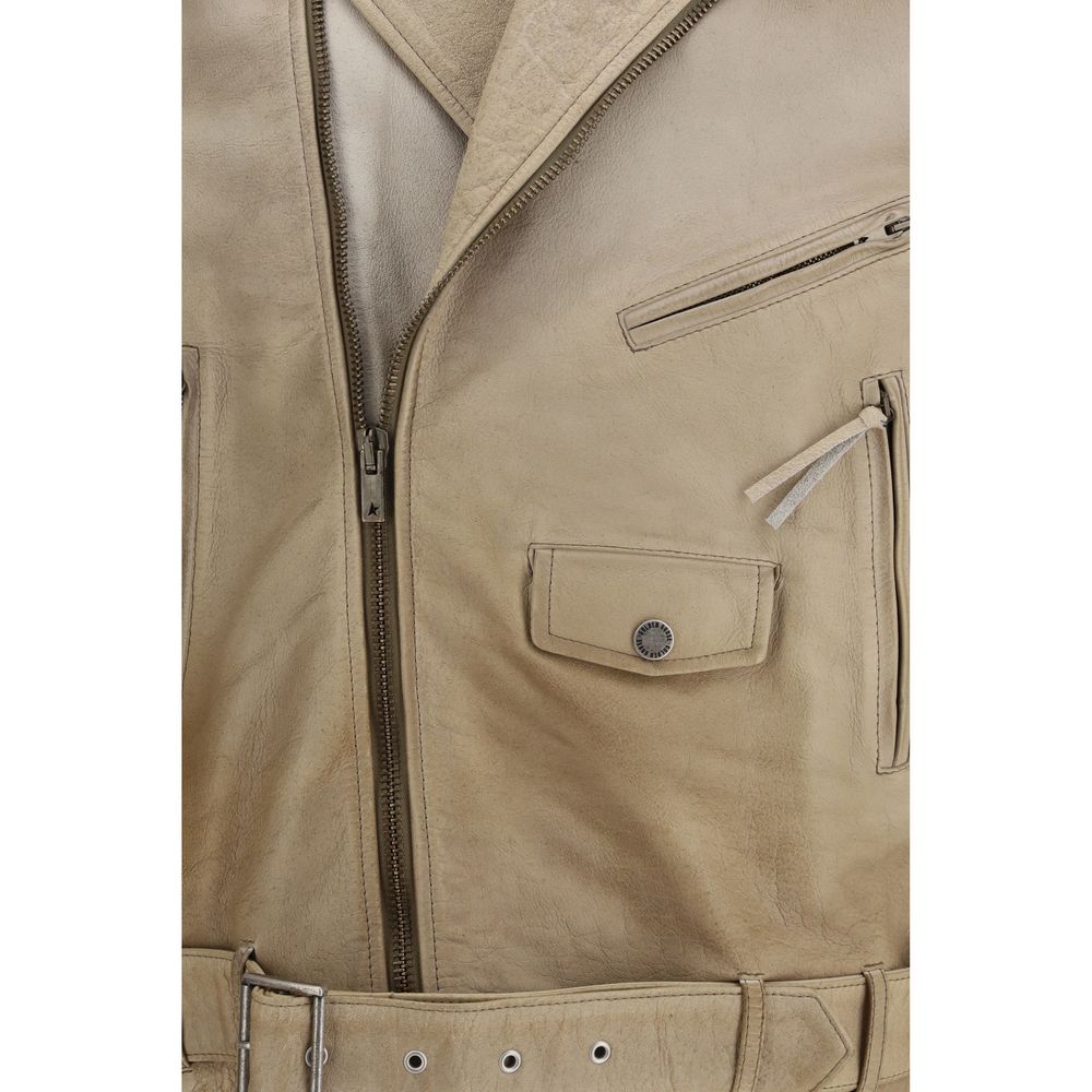 Golden Goose Beige Biker Jackets for Women detail view