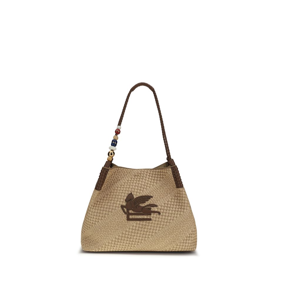Sac bandoulière Etro en raphia beige