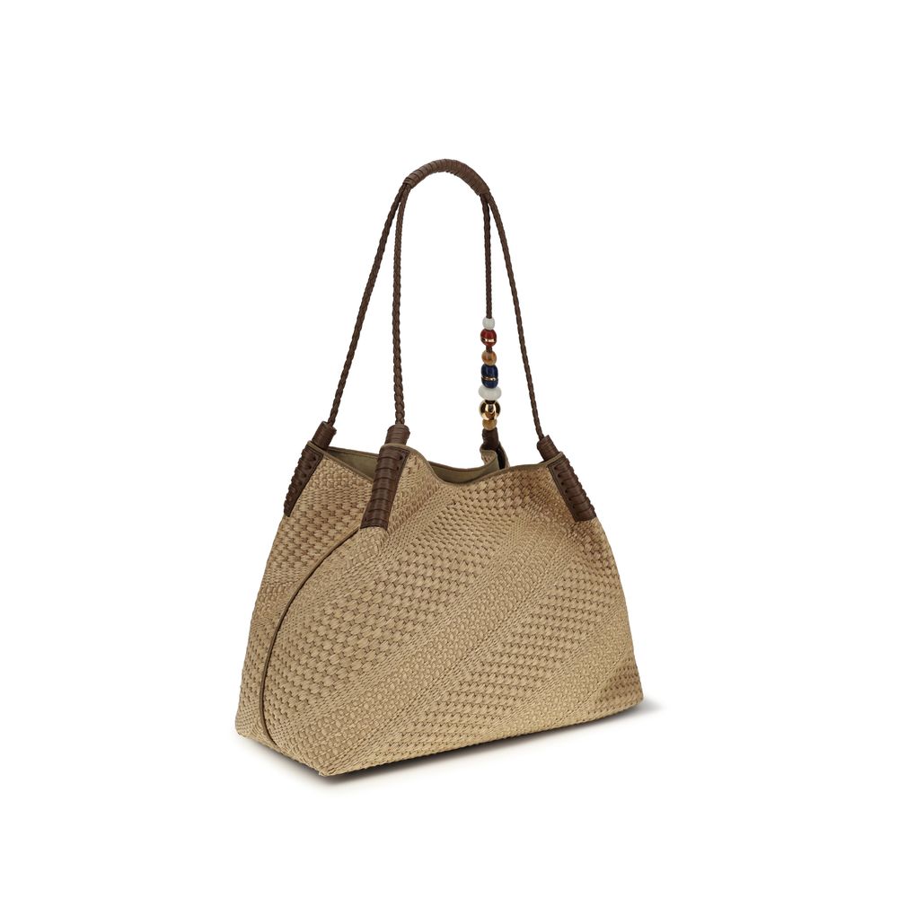 Sac bandoulière Etro en raphia beige