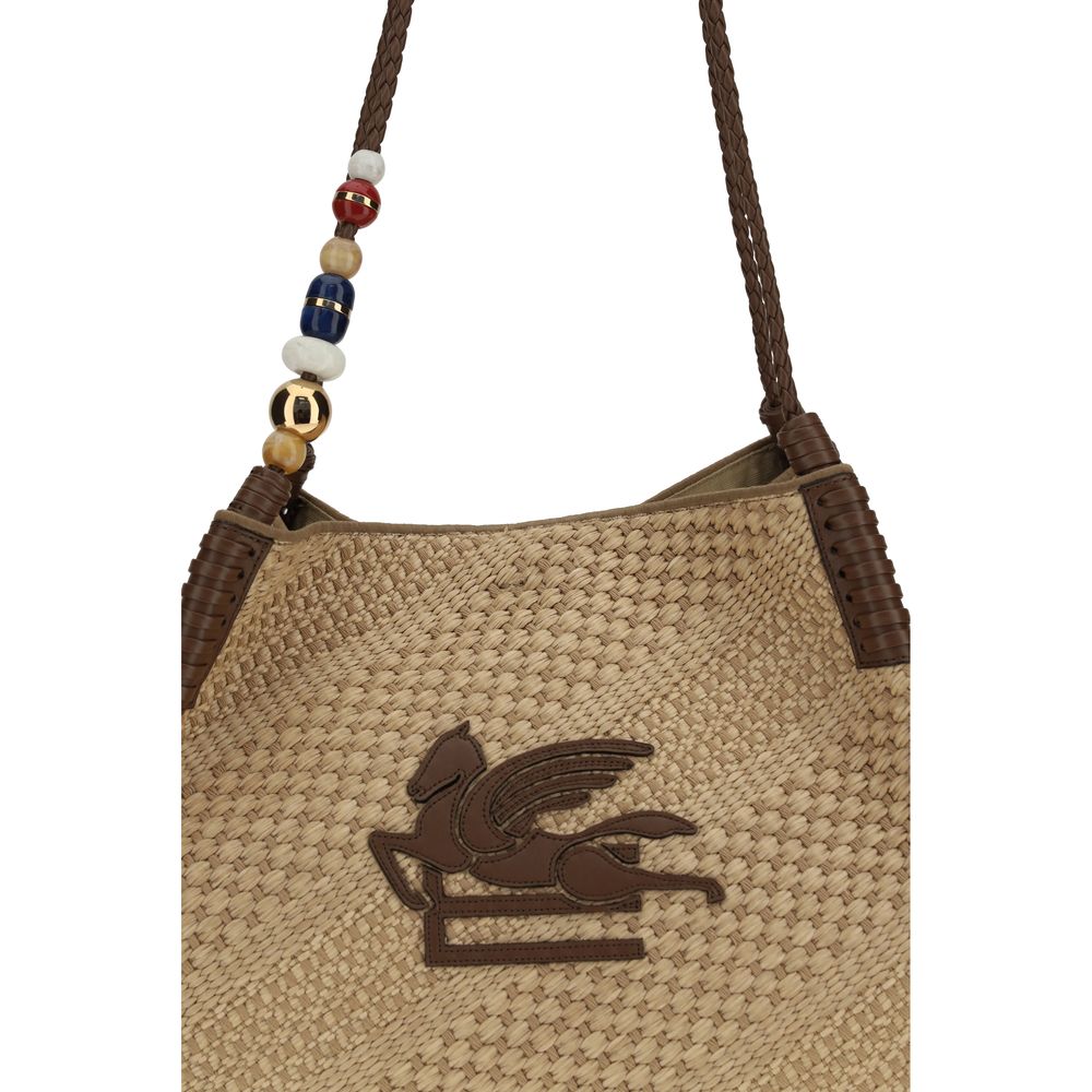 Sac bandoulière Etro en raphia beige