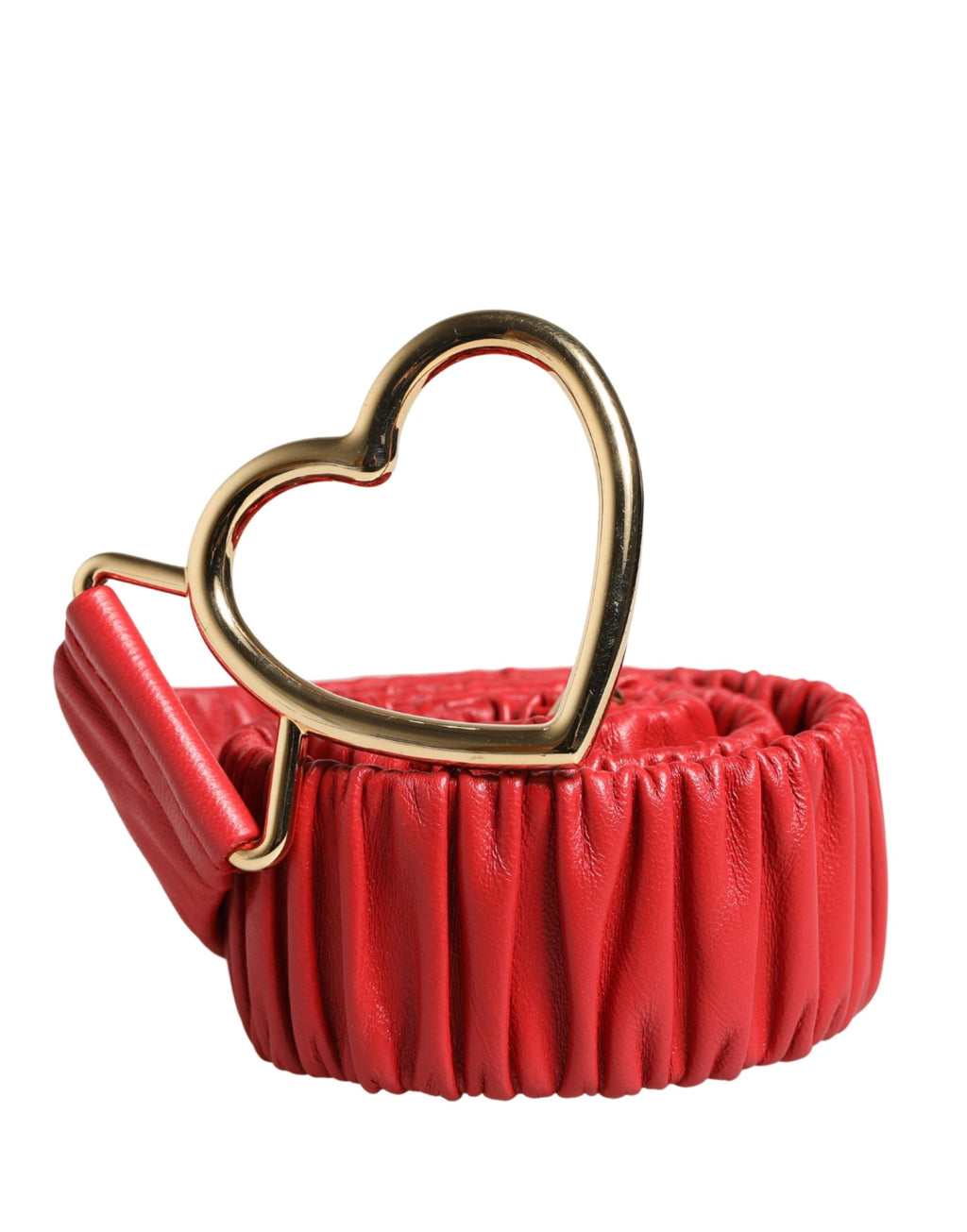 Ceinture Dolce & Gabbana en cuir rouge avec boucle cœur en métal doré