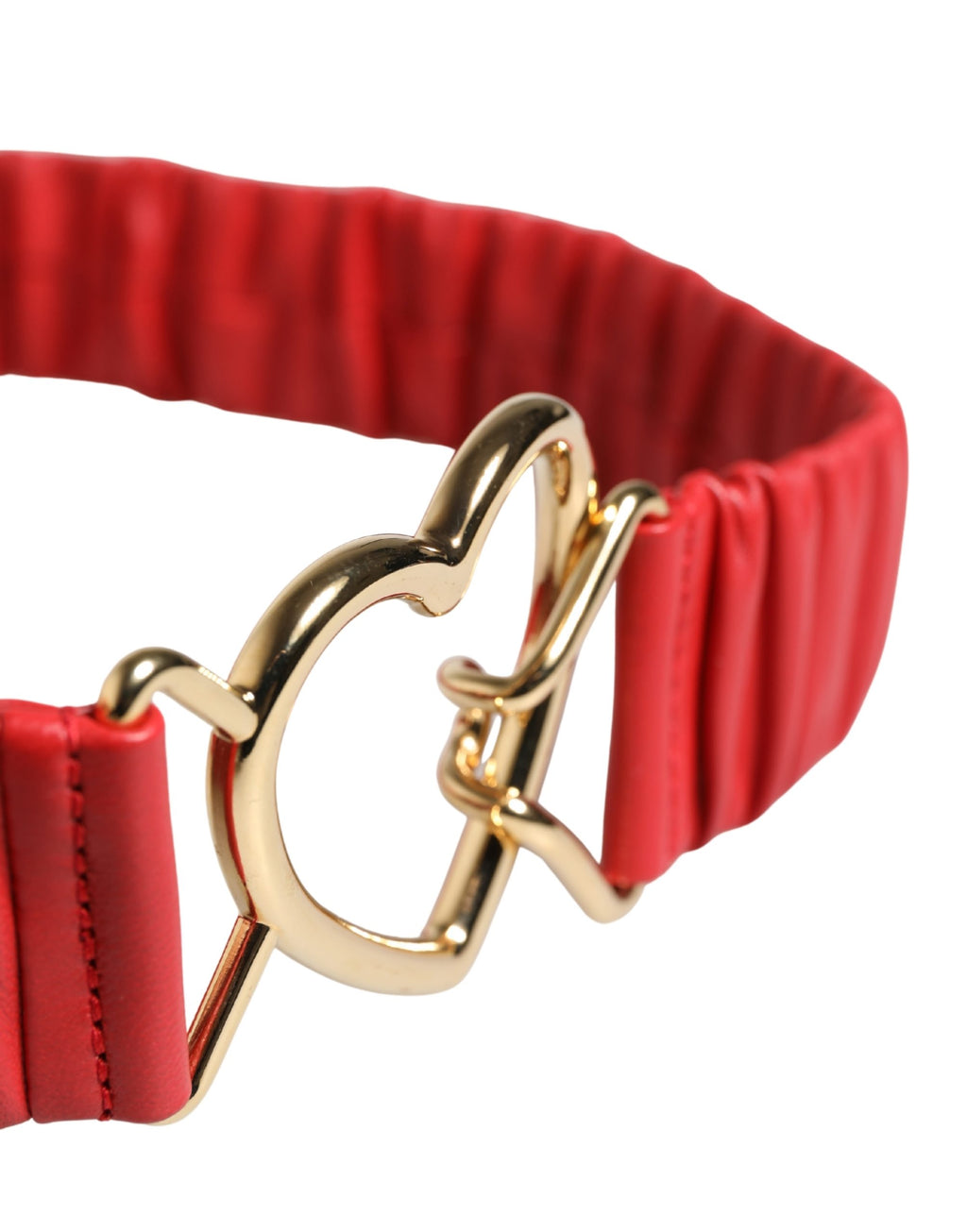 Ceinture Dolce & Gabbana en cuir rouge avec boucle cœur en métal doré