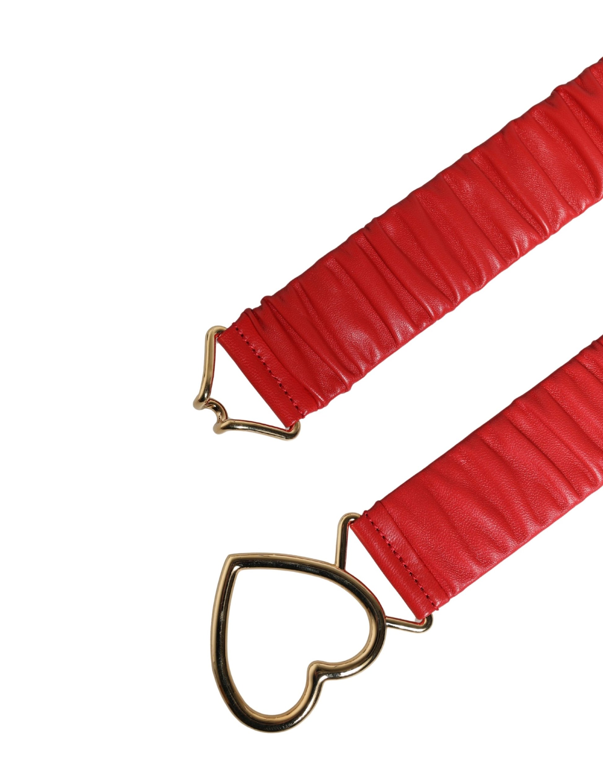 Ceinture Dolce & Gabbana en cuir rouge avec boucle cœur en métal doré