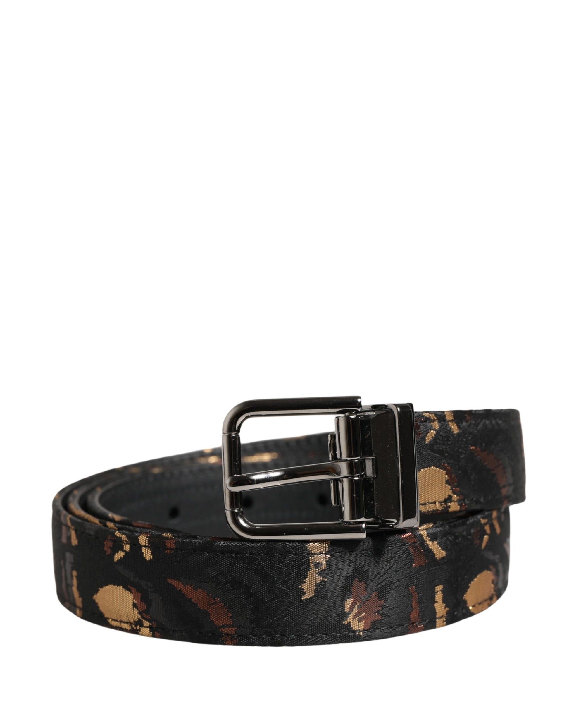 Ceinture Dolce & Gabbana multicolore en jacquard avec boucle en métal argenté