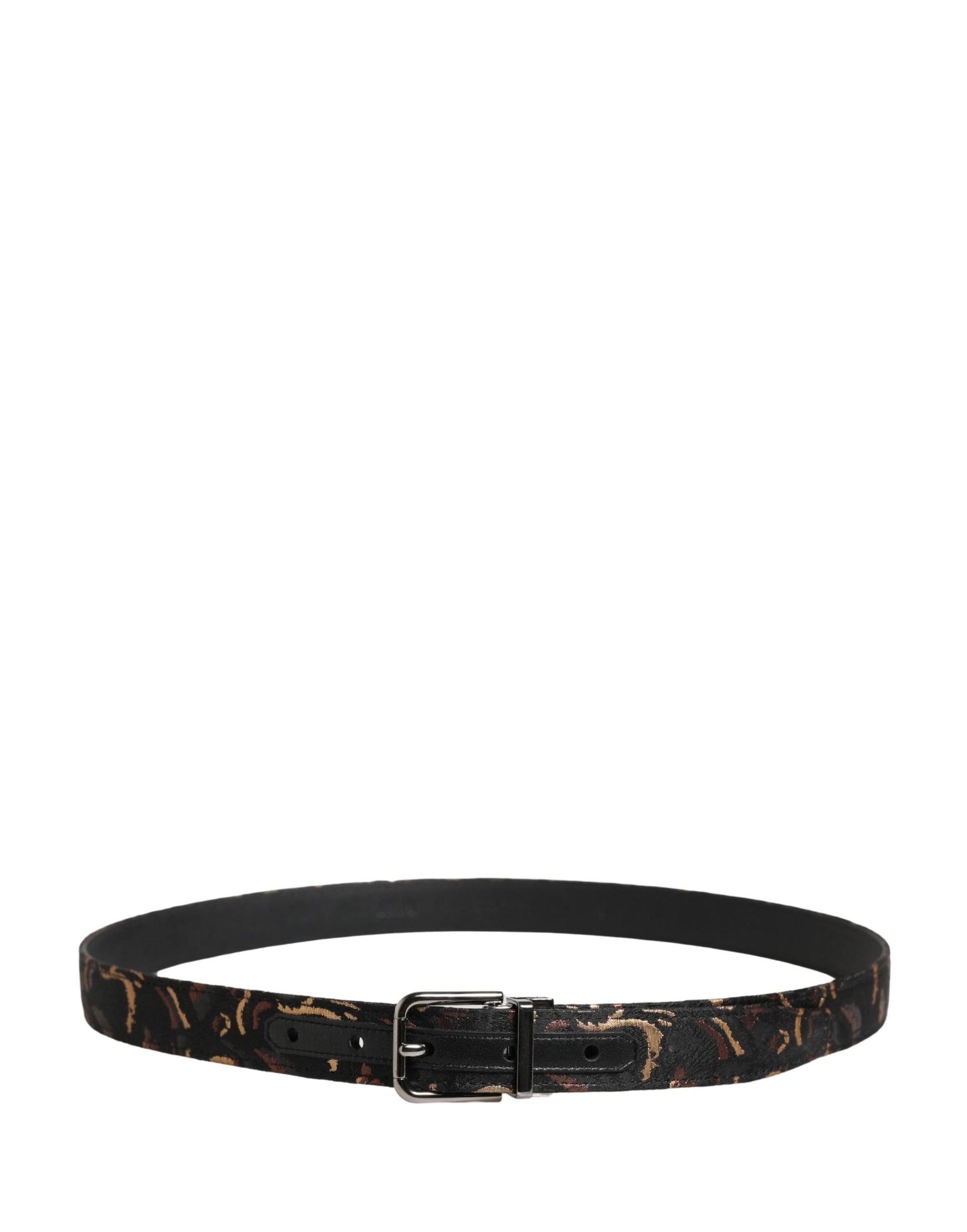 Ceinture Dolce & Gabbana multicolore en jacquard avec boucle en métal argenté