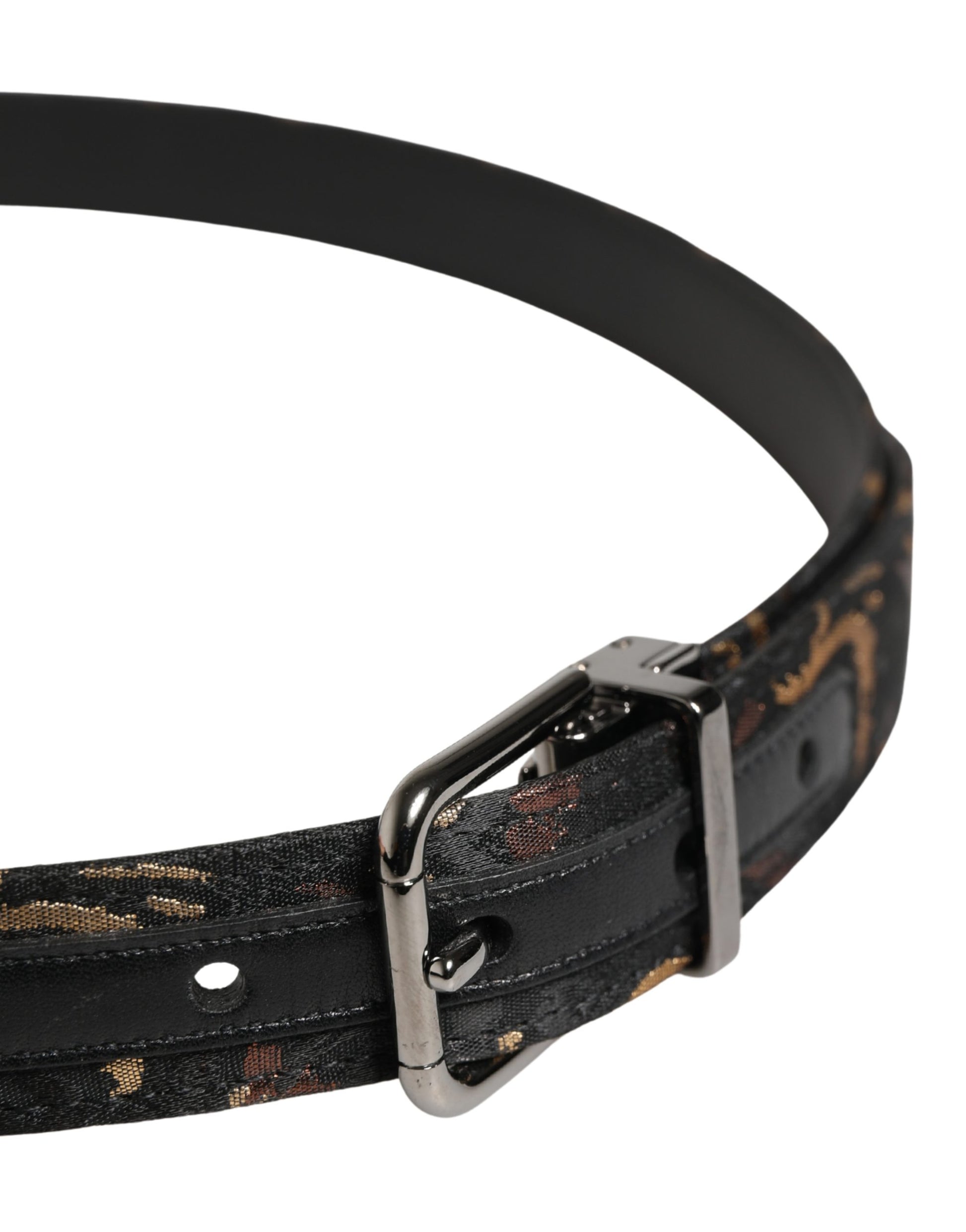 Ceinture Dolce & Gabbana multicolore en jacquard avec boucle en métal argenté