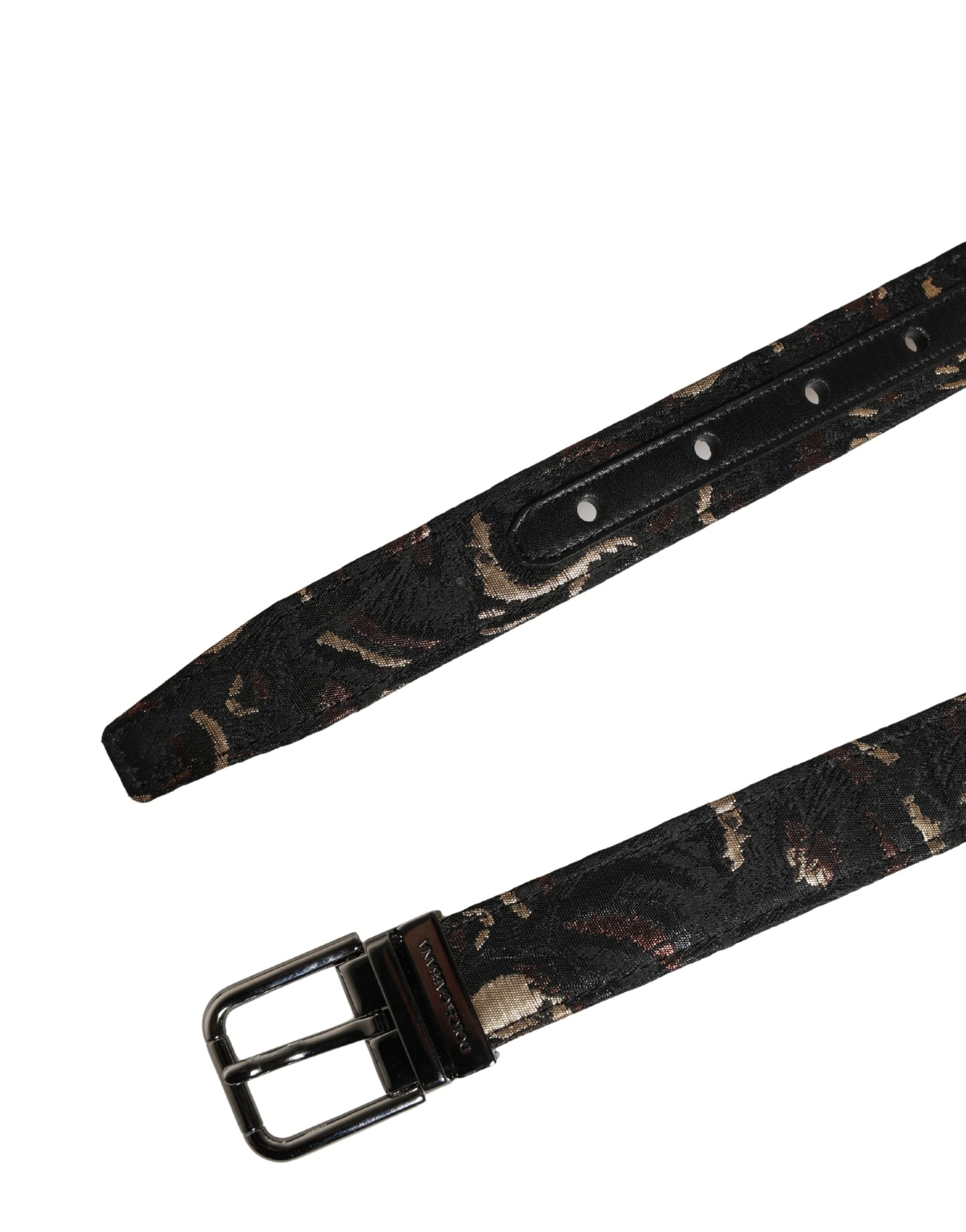 Ceinture Dolce & Gabbana multicolore en jacquard avec boucle en métal argenté