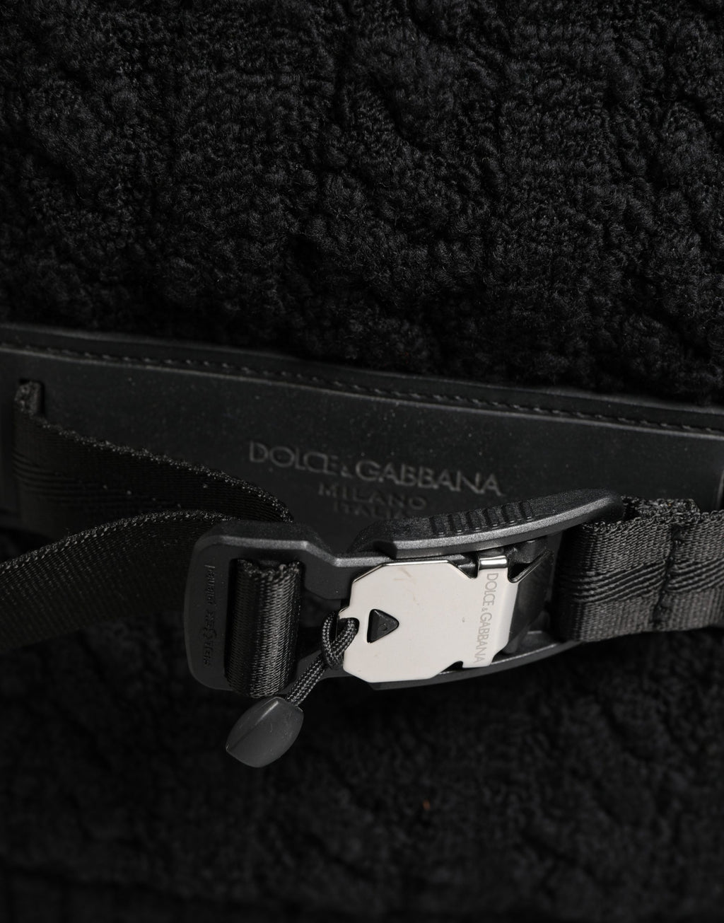 Dolce & Gabbana Black Tricot Wool Blend Duffel Backpack Travel Borse Bag