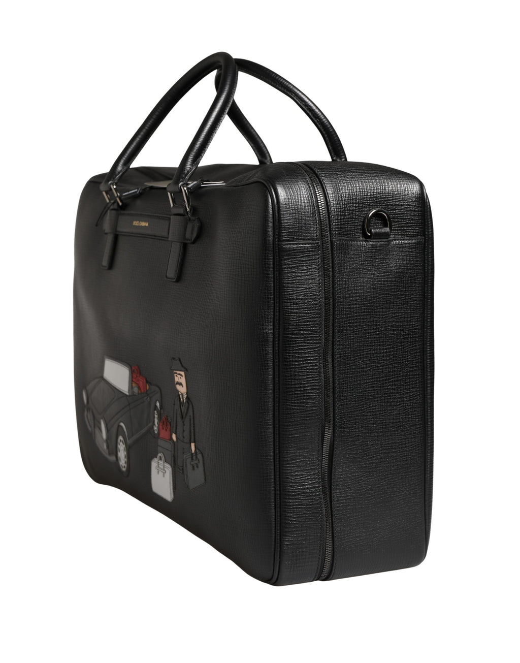 Sac de voyage en cuir avec application voiture Dolce & Gabbana noir