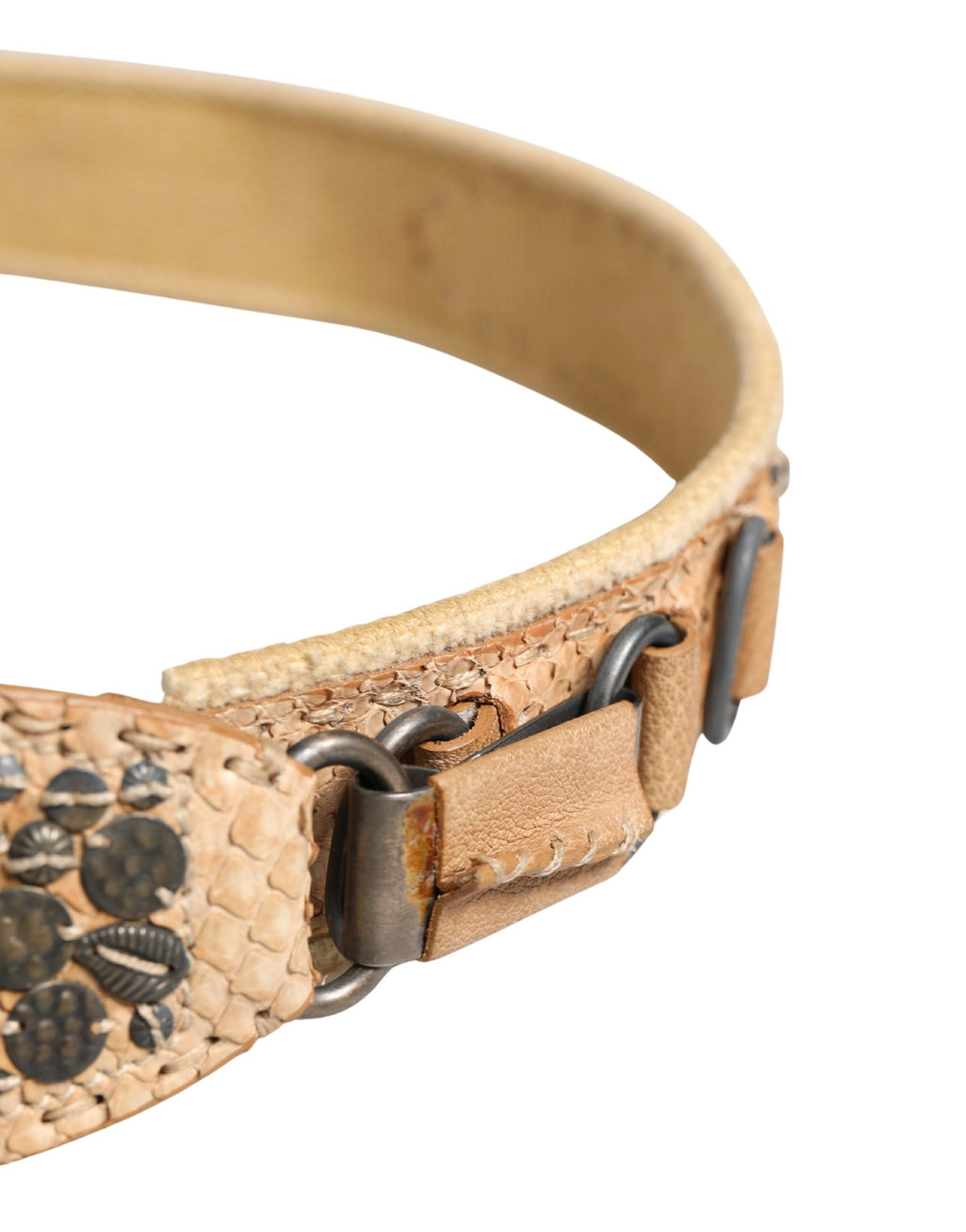 Ceinture Ermanno Scervino en toile beige avec boucle en métal ornée