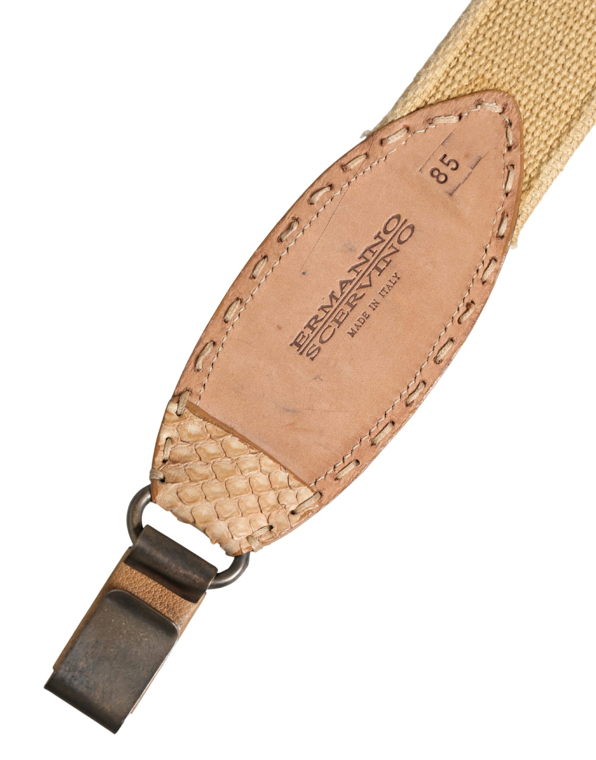 Ceinture Ermanno Scervino en toile beige avec boucle en métal ornée