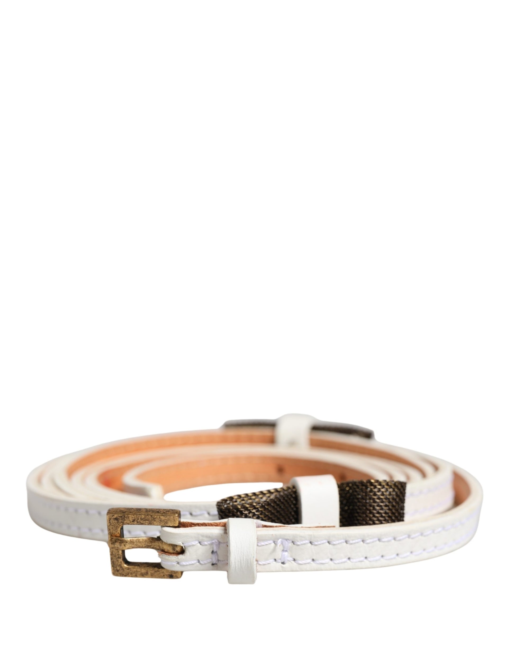Ceinture Ermanno Scervino en cuir blanc avec boucle ardillon en métal doré