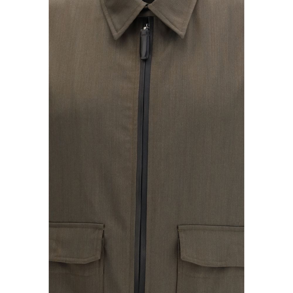 Manteau bicolore en laine Brioni