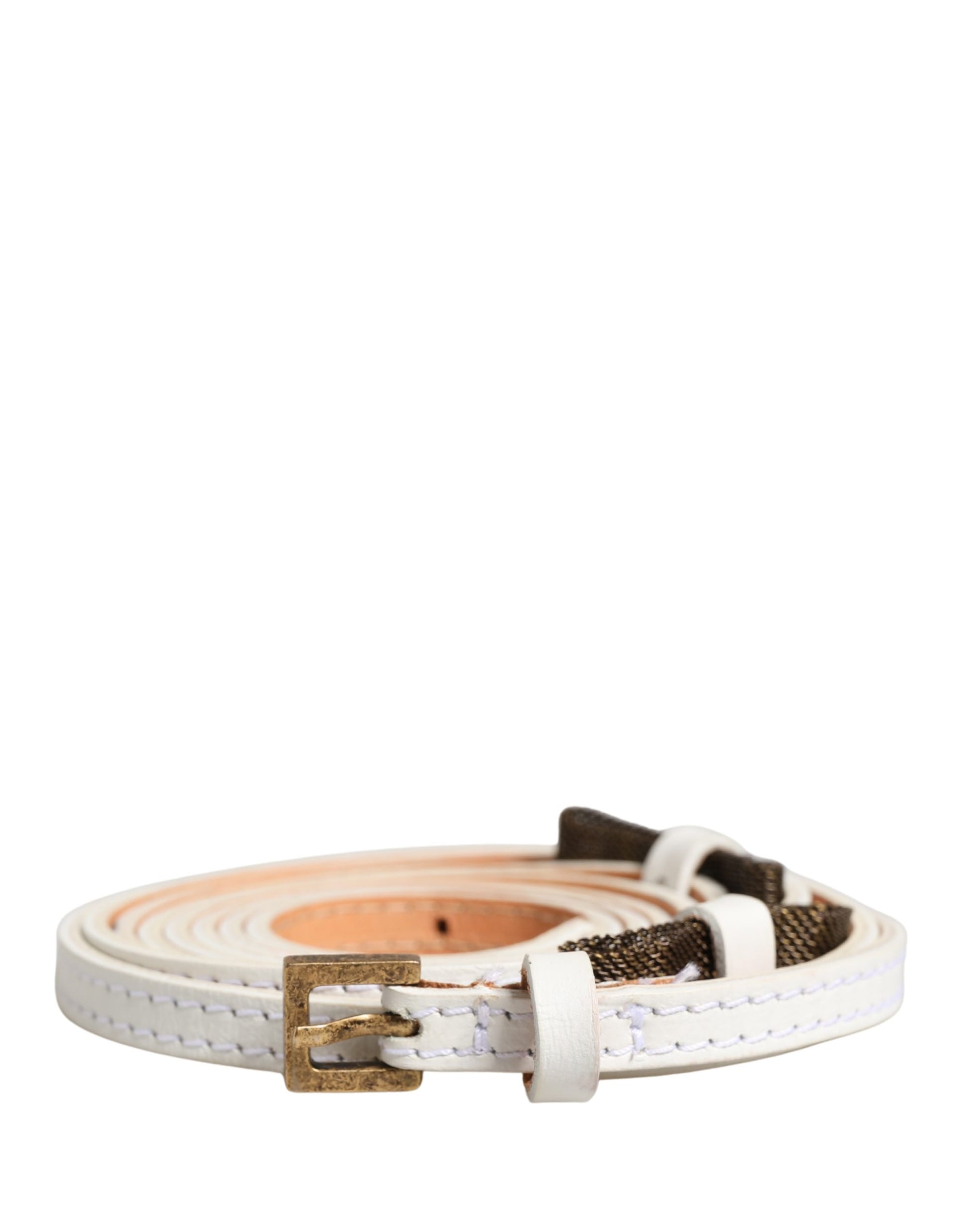 Ceinture Ermanno Scervino en cuir blanc avec boucle ardillon en métal doré