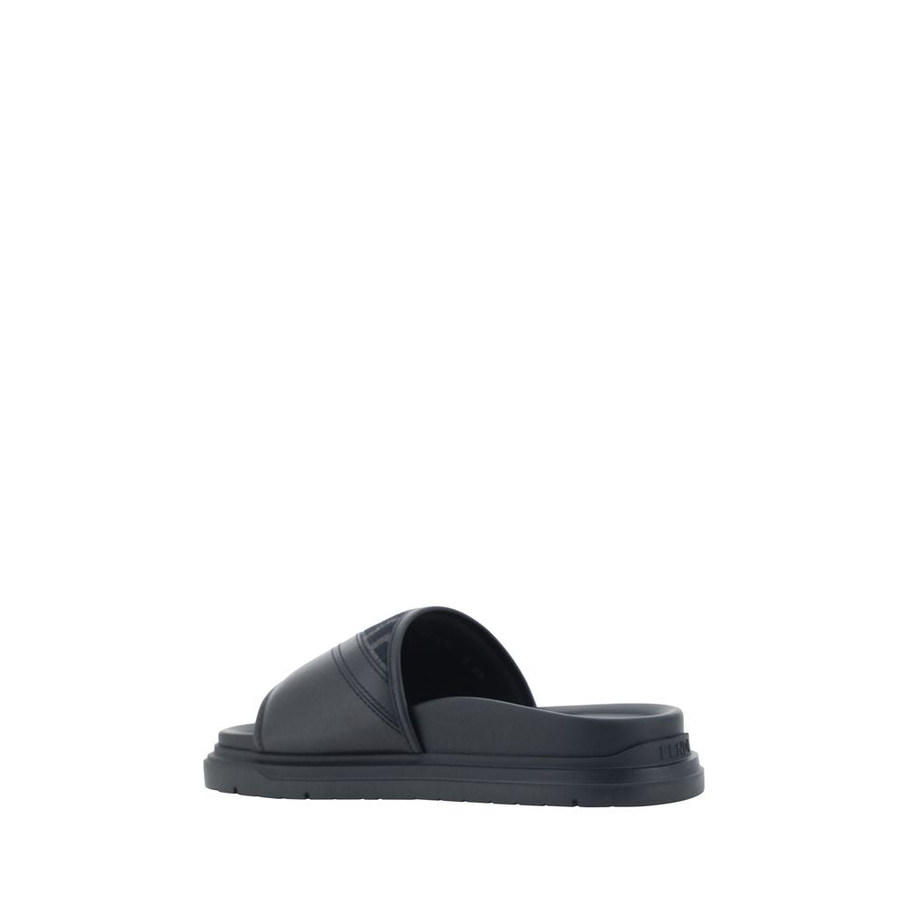 Sandales plates en tissu gris Fendi