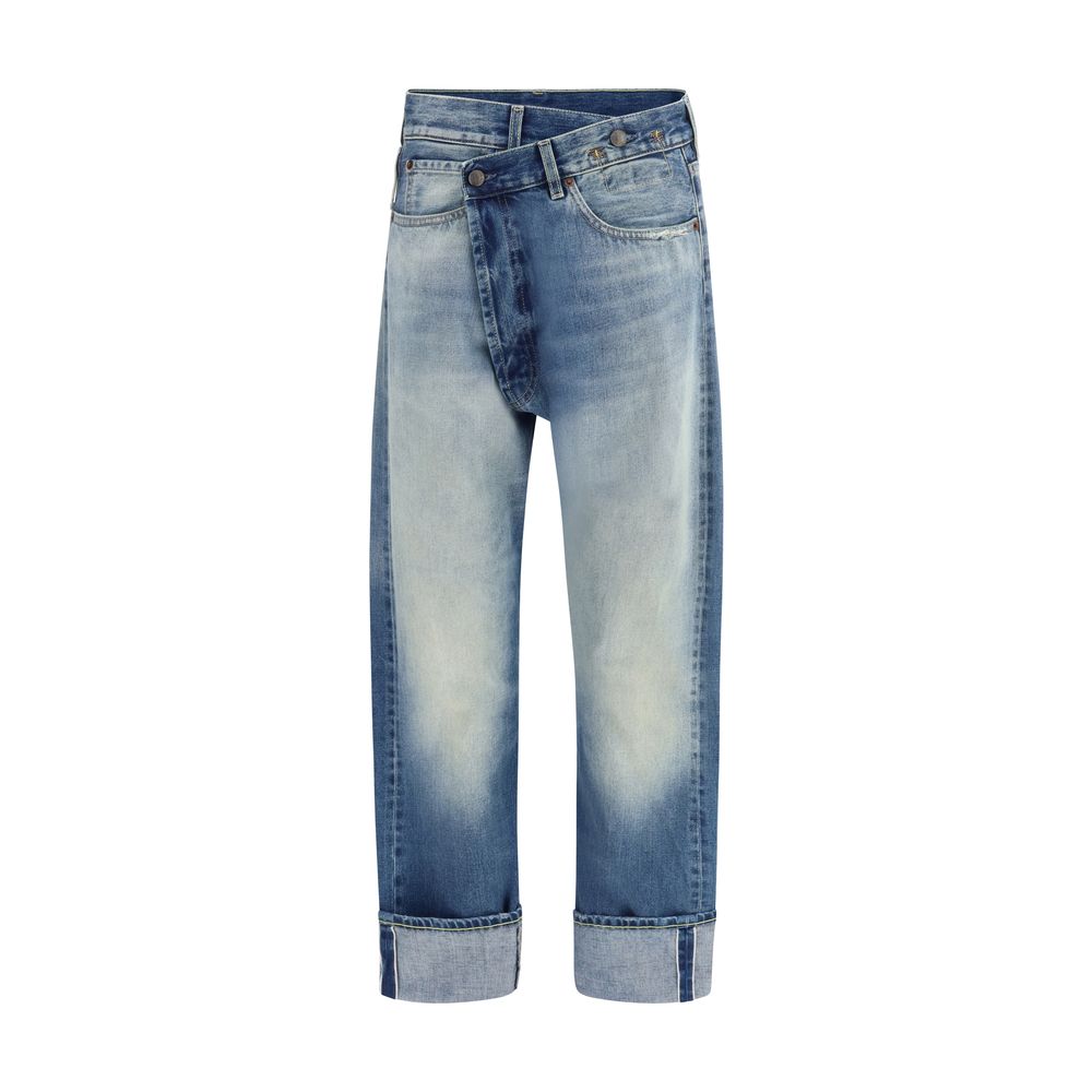 R13 Jean droit en coton bleu