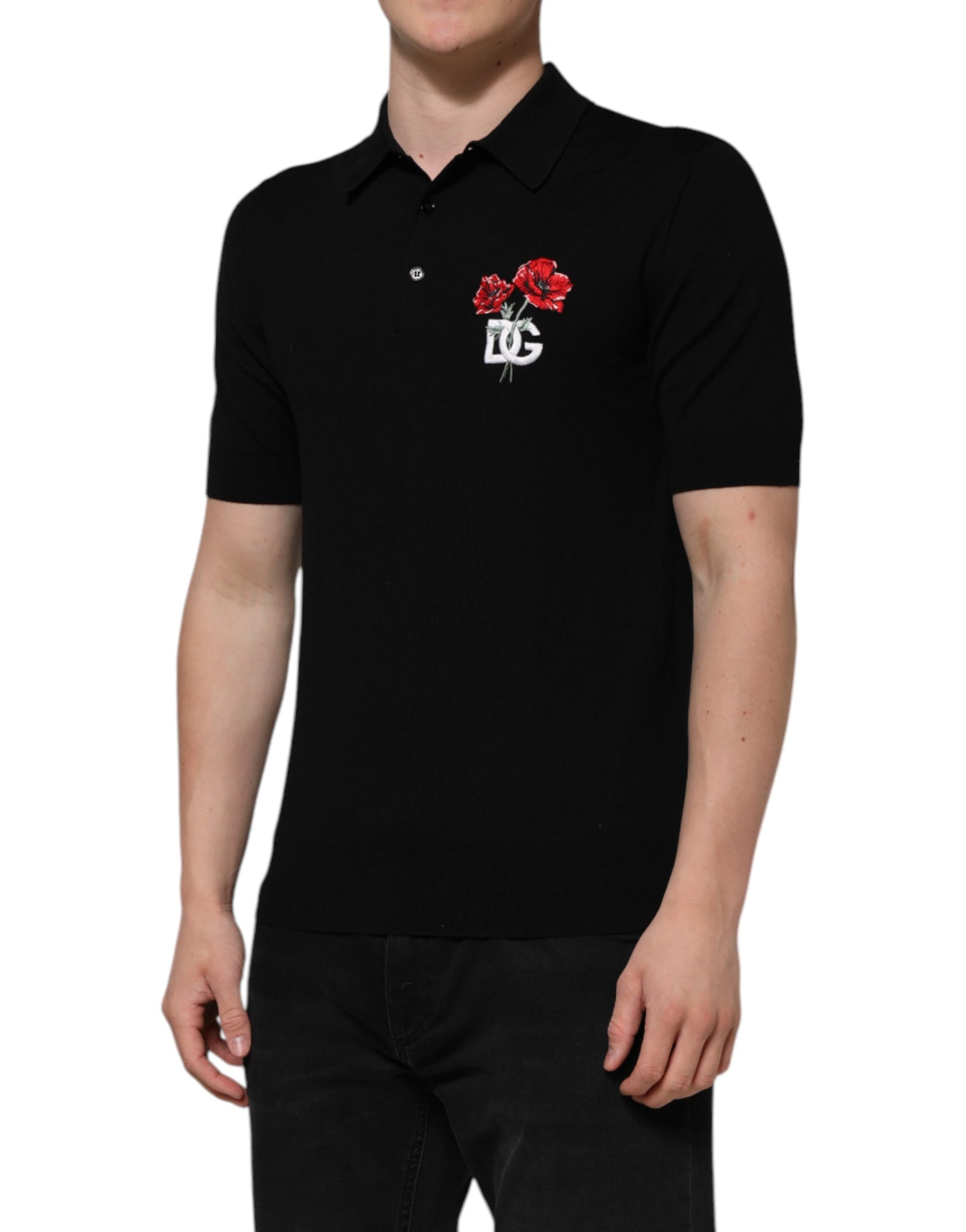 Dolce & Gabbana Black Polo Shirt for Men detail view
