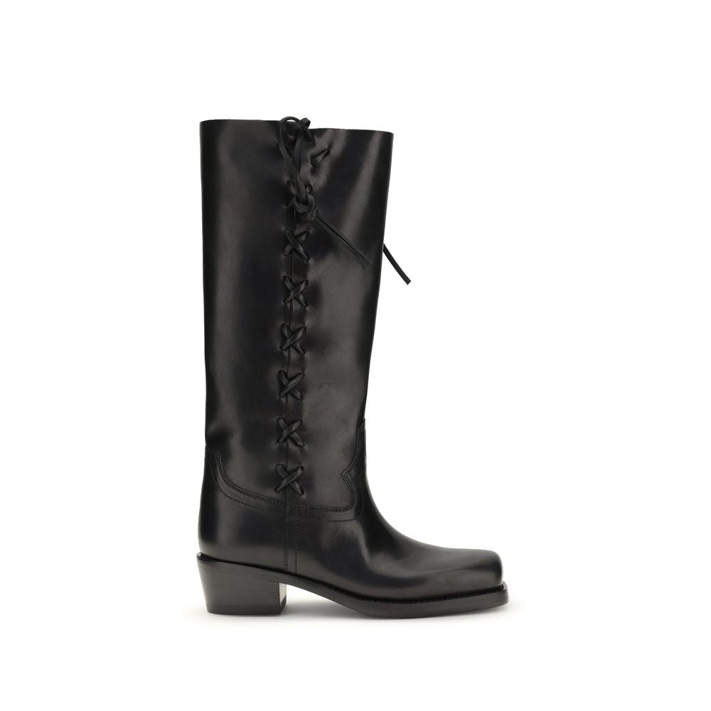 Paris Texas Black Lace Up Boots for Women