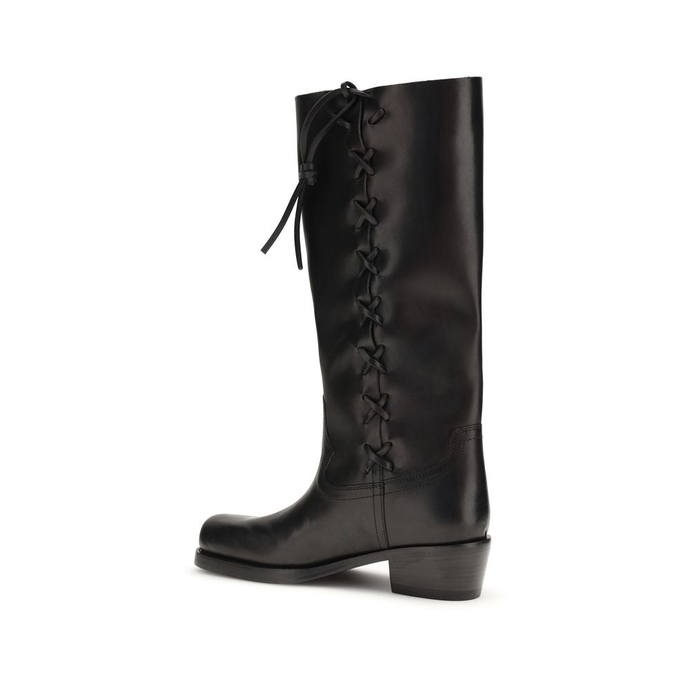 Paris Texas Black Lace Up Boots for Women detail view