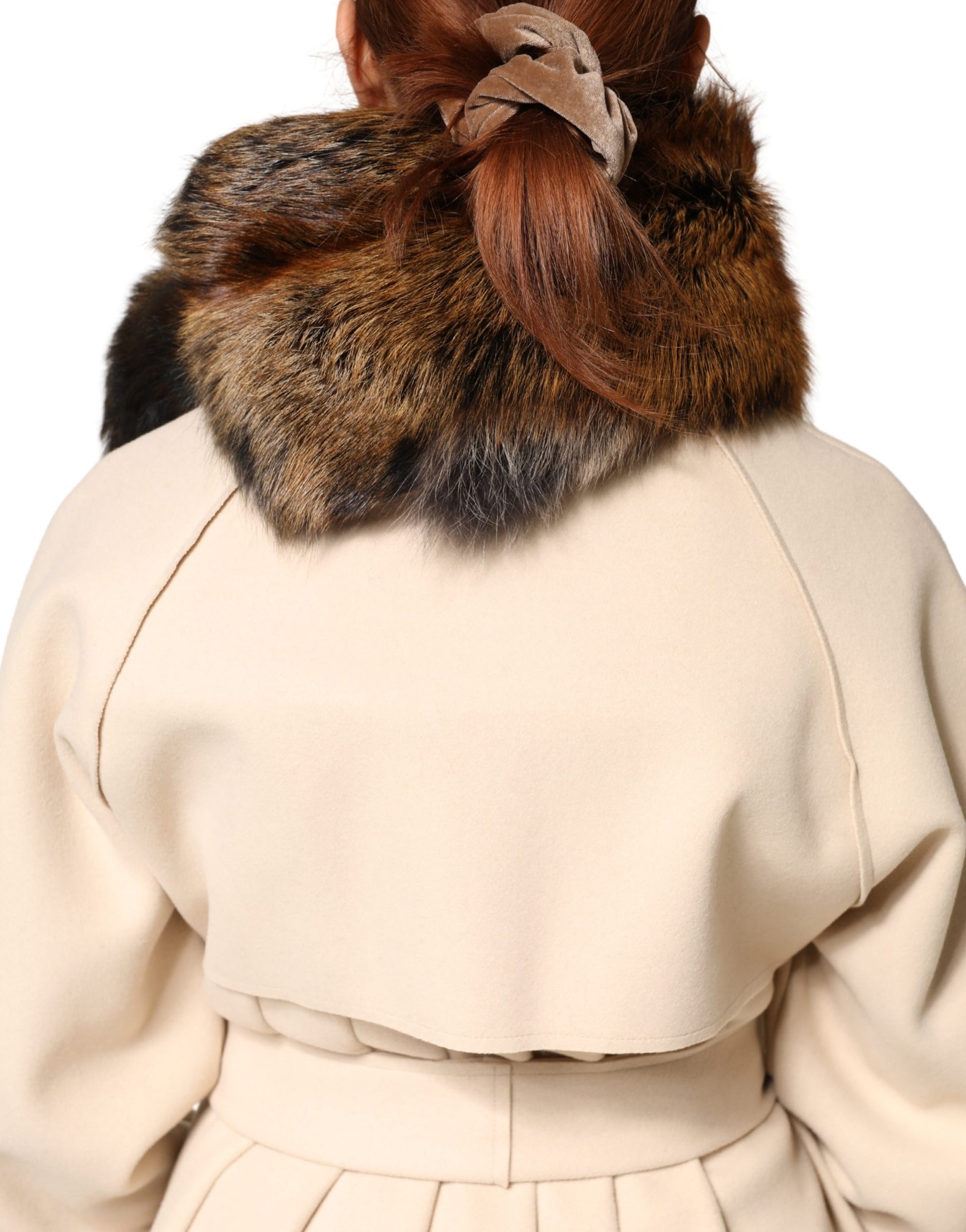 Cache-cou d'hiver Dolce & Gabbana en fourrure de renard roux marron