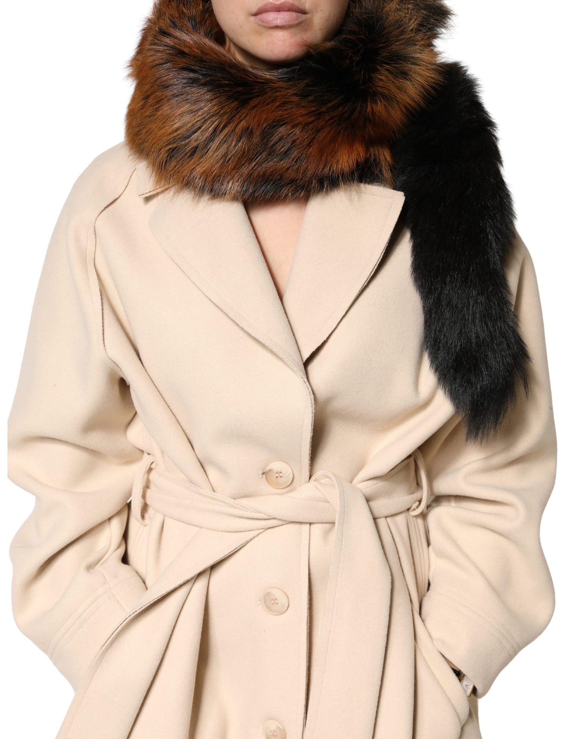 Cache-cou d'hiver Dolce & Gabbana en fourrure de renard roux marron