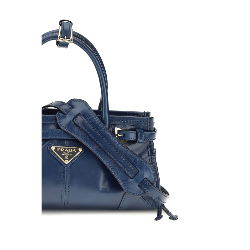 Sac à main Prada en cuir de veau bleu Bos Taurus
